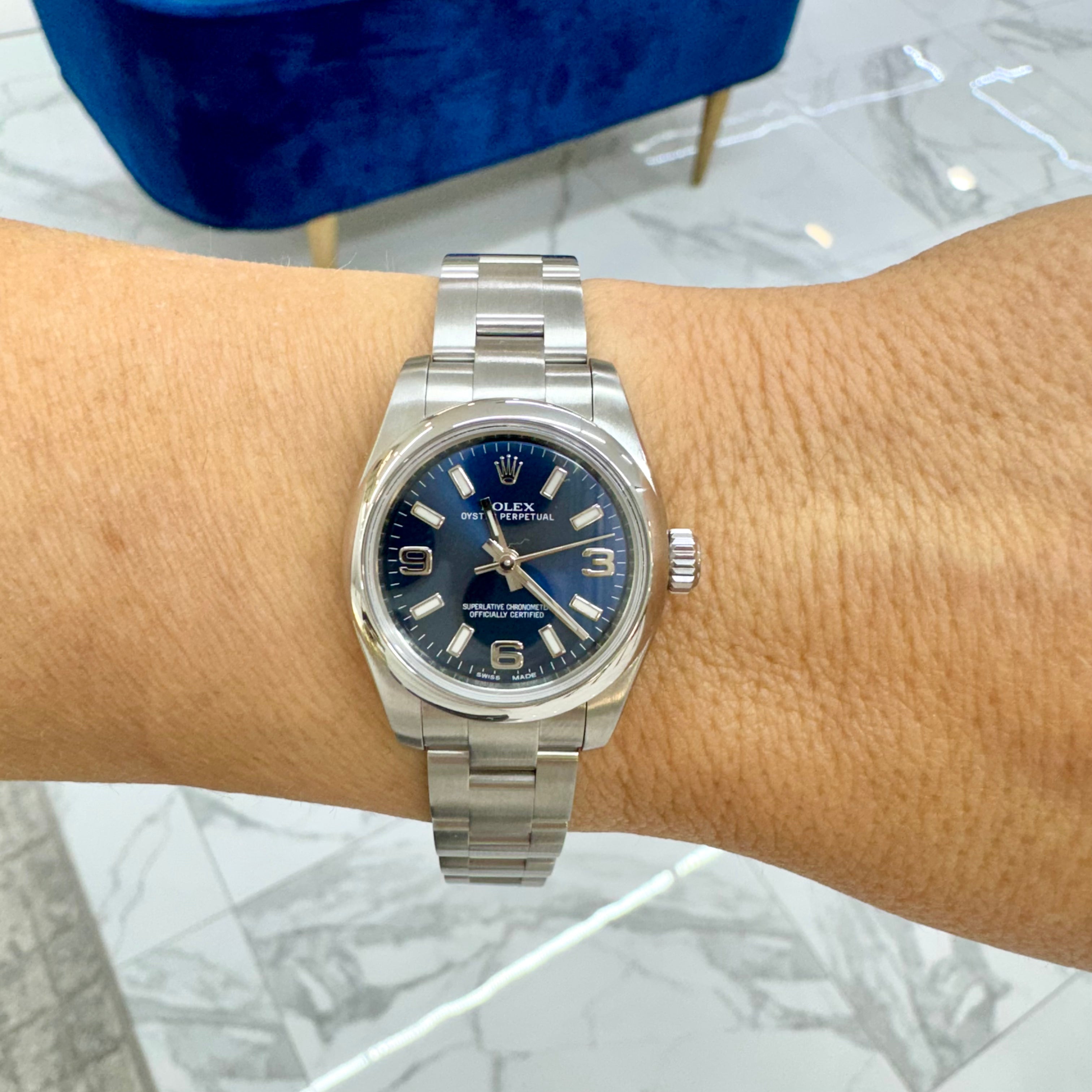 2015 Rolex Oyster Perpetual 26MM 176200 Blue Dial Oyster Stainless Steel Watch