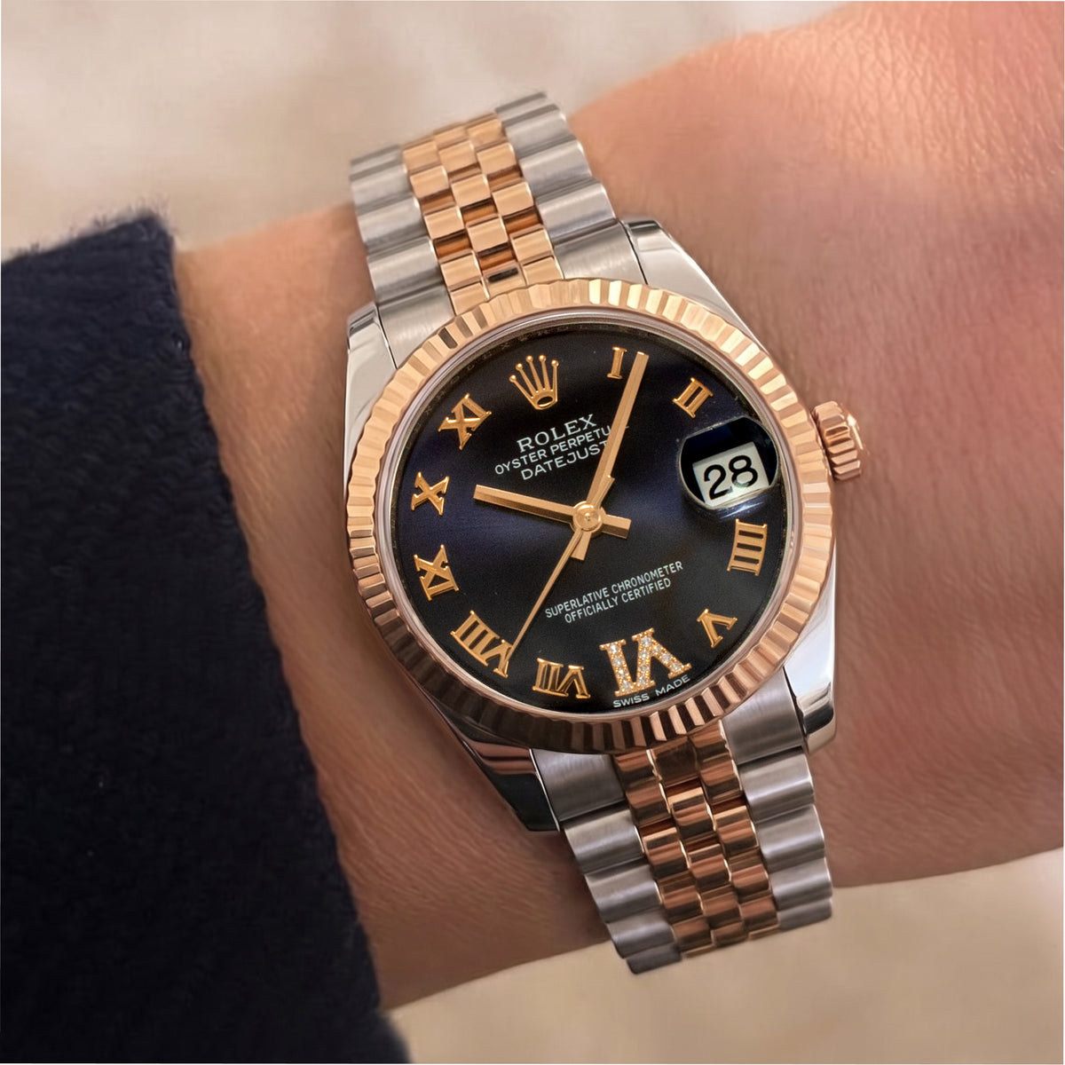 Ladies Rolex Datejust 31MM 178271 Purple Roman Diamond Jubilee Gold Steel Watch