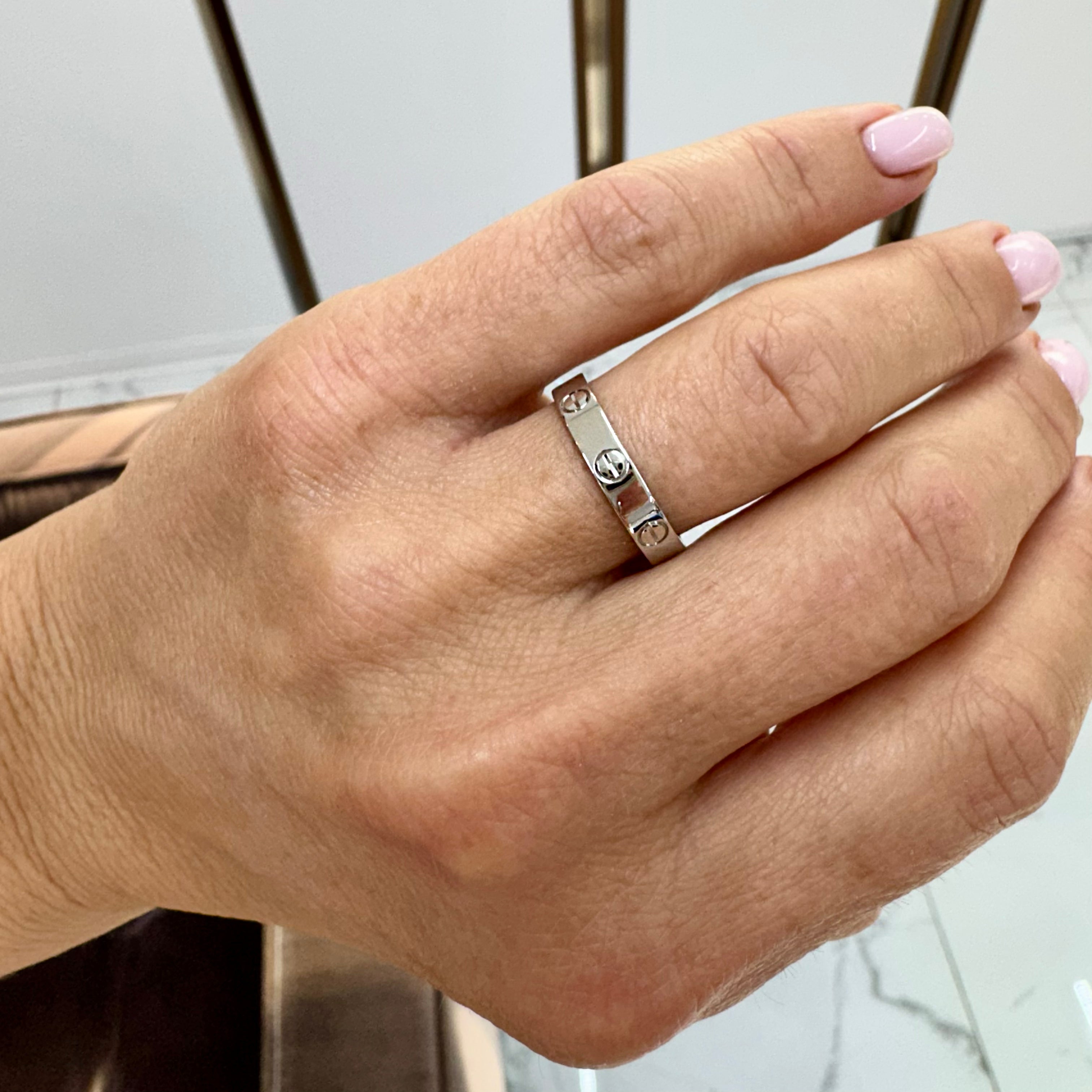 Ladies Cartier Love Small Model 18K White Gold Wedding Band Ring