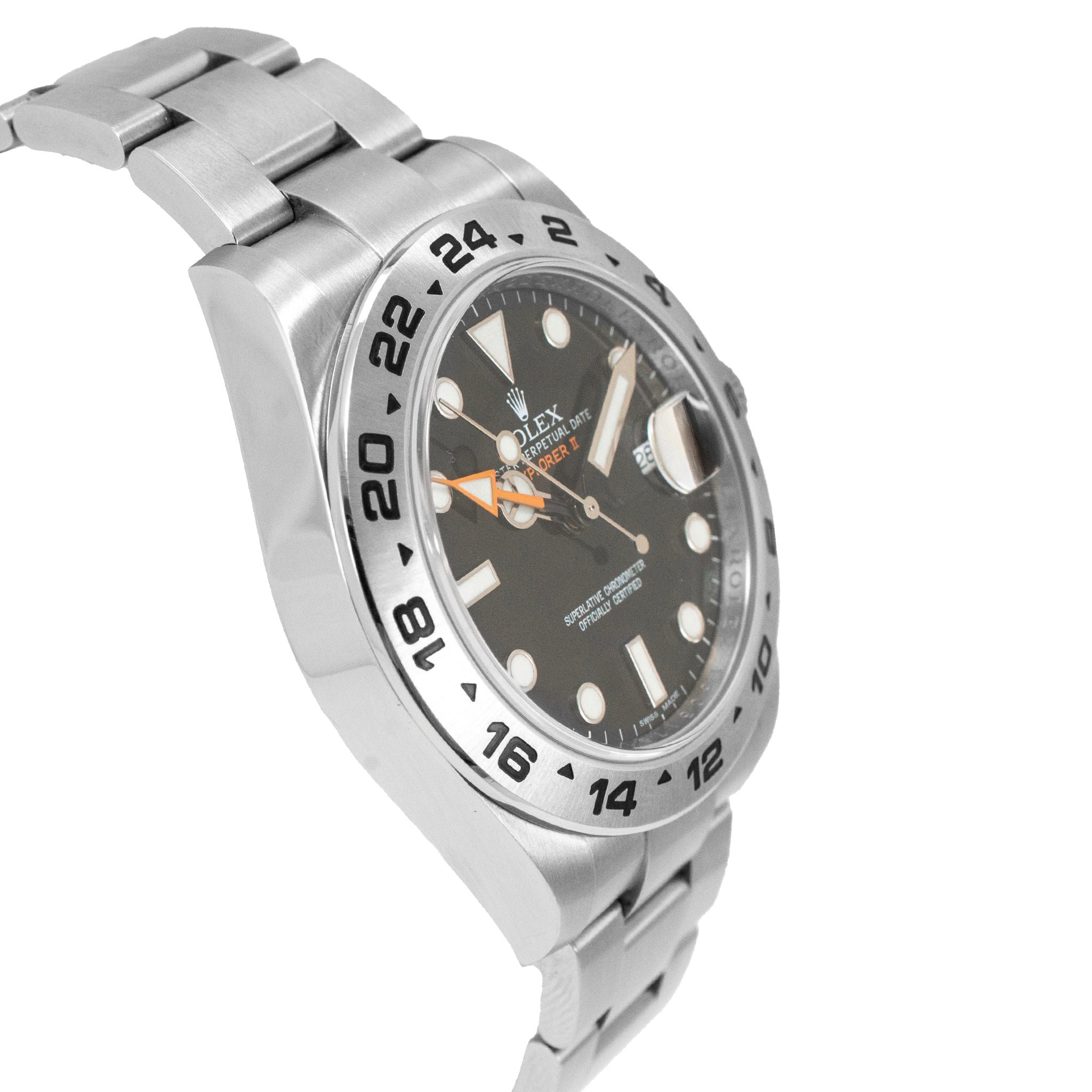 2015 Rolex Explorer II 42MM 216570 Orange Black Gmt Oyster Steel Travel Watch