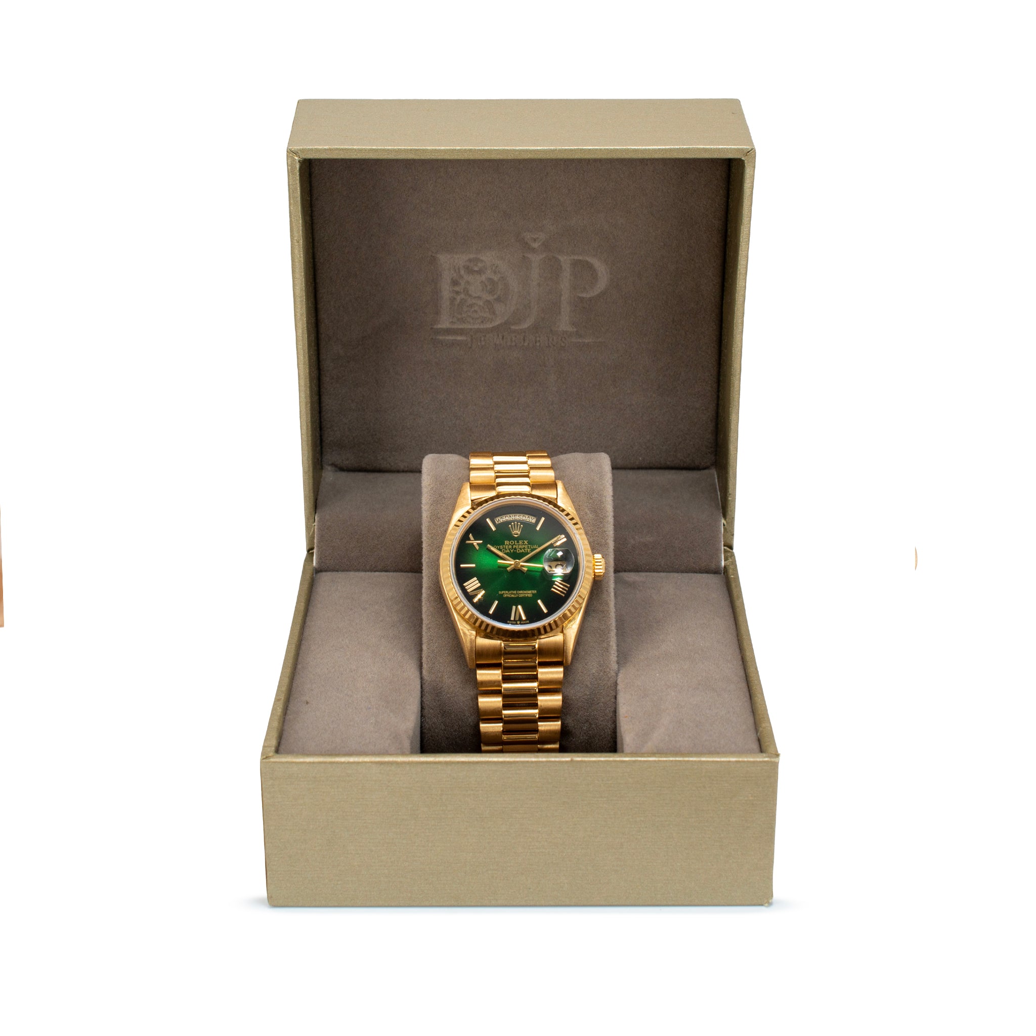 Rolex Day Date 36MM 18038 Green Ombre Dial President 18K Yellow Gold Watch