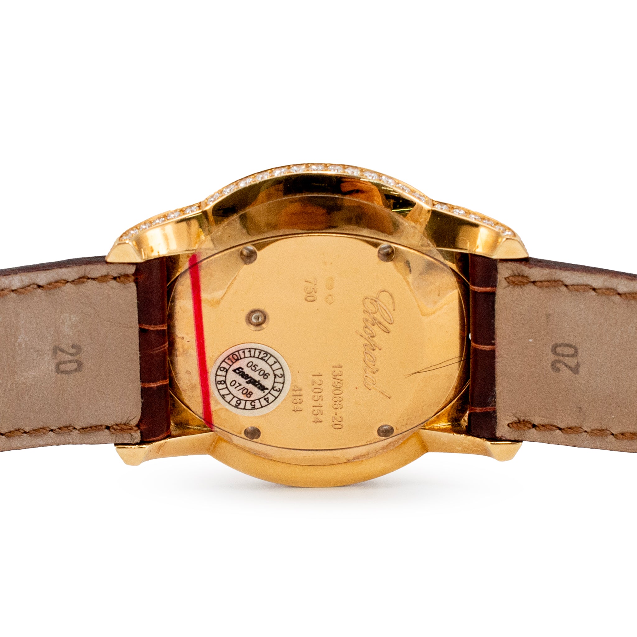 Chopard Boutique Model 35MM 4184 6.78ct Pave Diamond 18K Yellow Gold Brown Watch