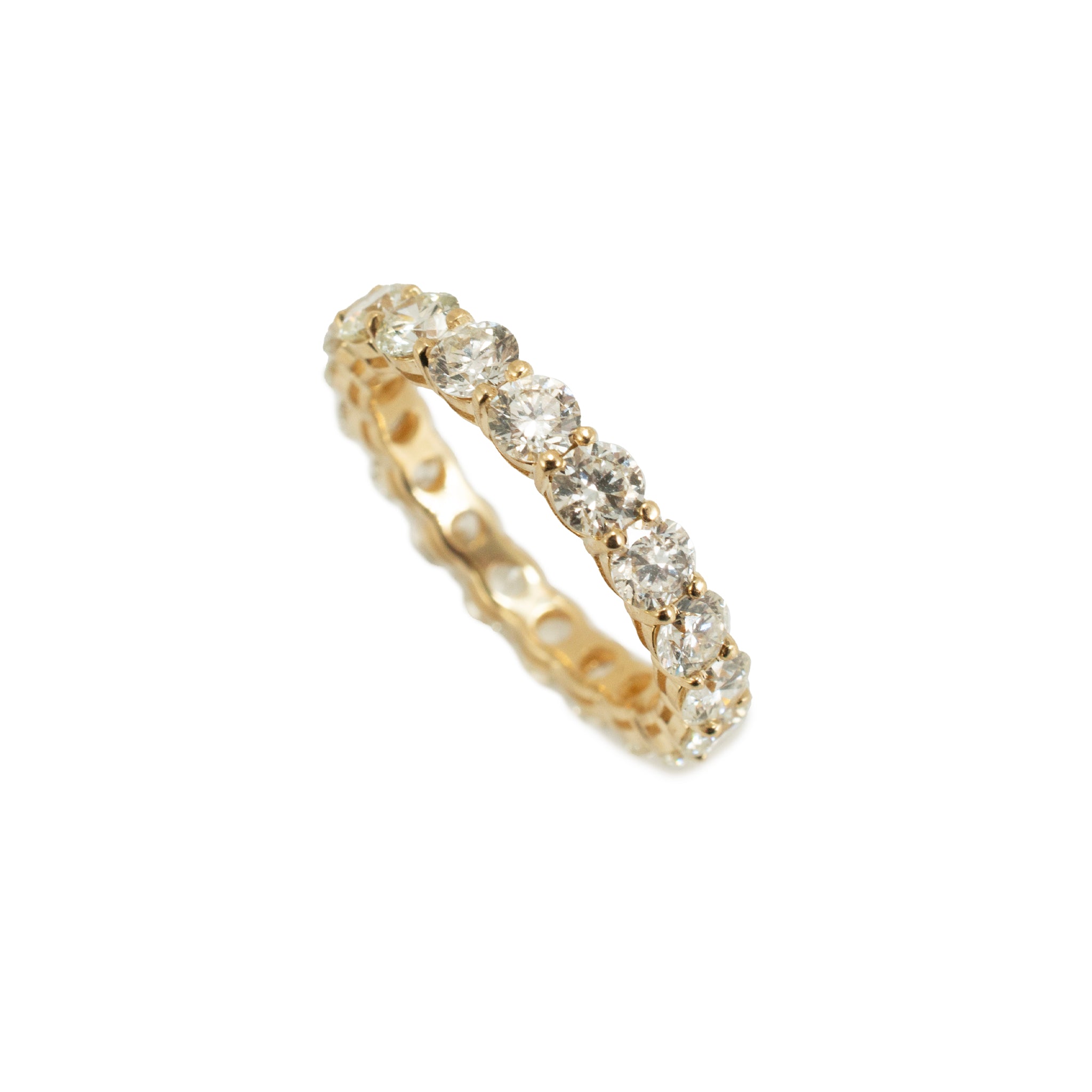 Ladies 14K Yellow Gold 2.32ct Round Diamond Full Eternity Wedding Band Ring