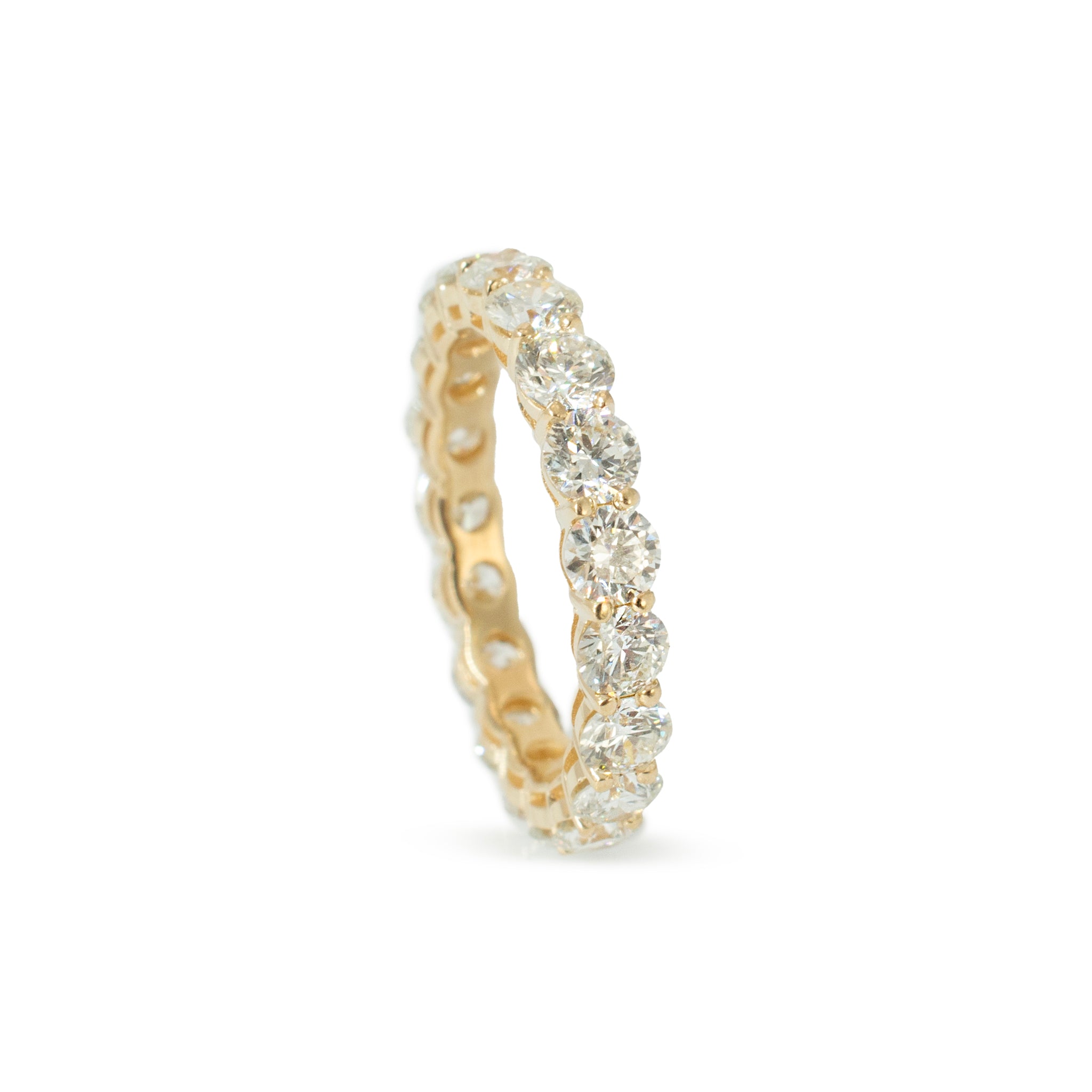 Ladies 14K Yellow Gold 2.32ct Round Diamond Full Eternity Wedding Band Ring