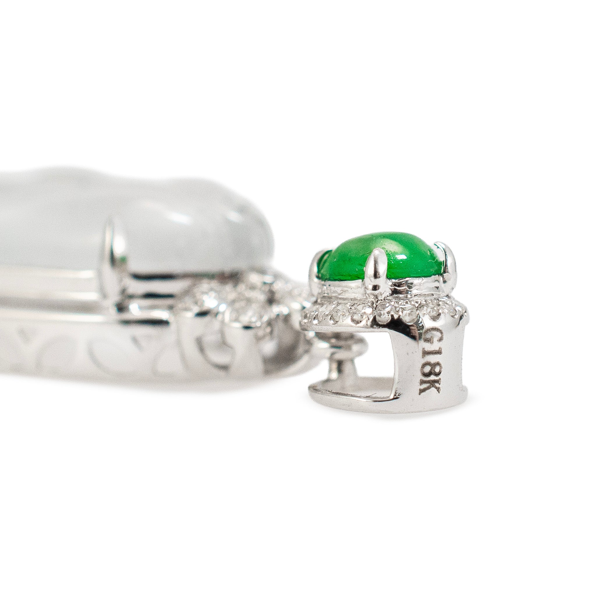 18K White Gold 8.15ct Blue Glutinous Jadeite Jade Diamond Double Drop Pendant