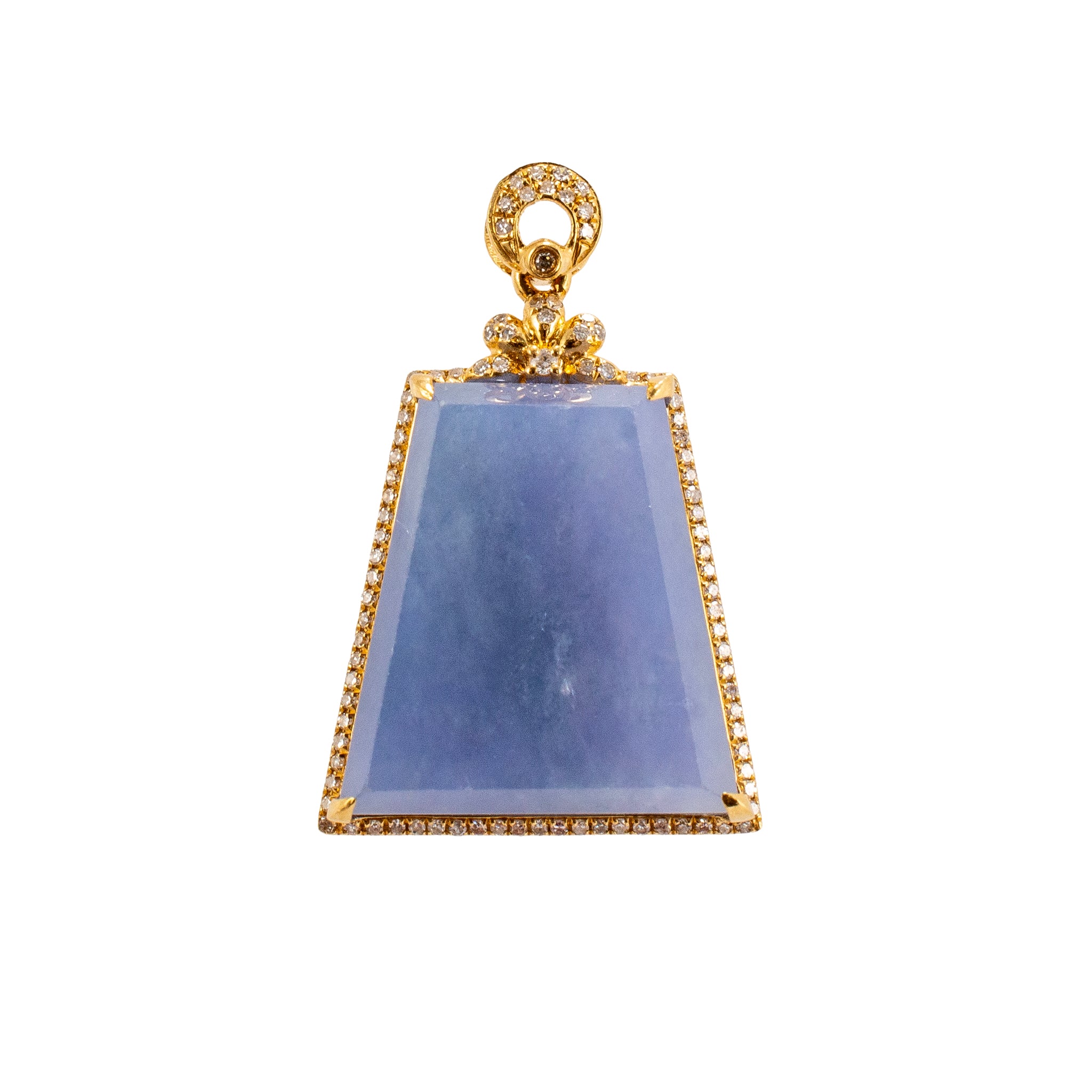 18K Yellow Gold 18.40ct Purple Burmese Jadeite Jade Halo Diamond Charm Pendant