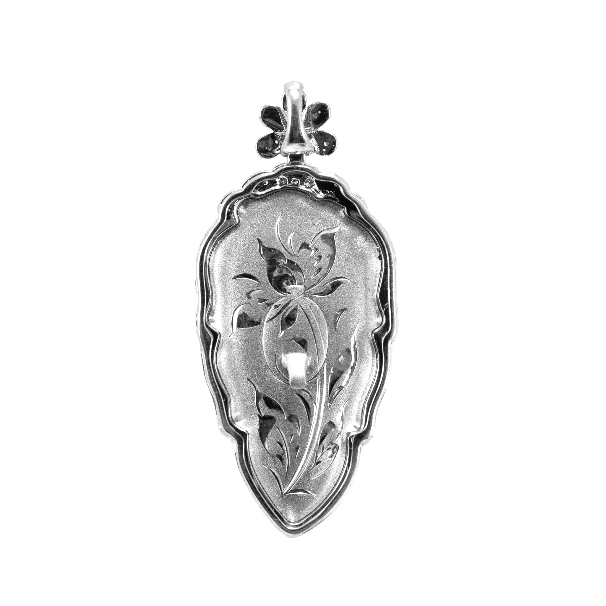 18K White Gold 9.80ct Green Burmese Jadeite Jade Diamond Charm Pendant