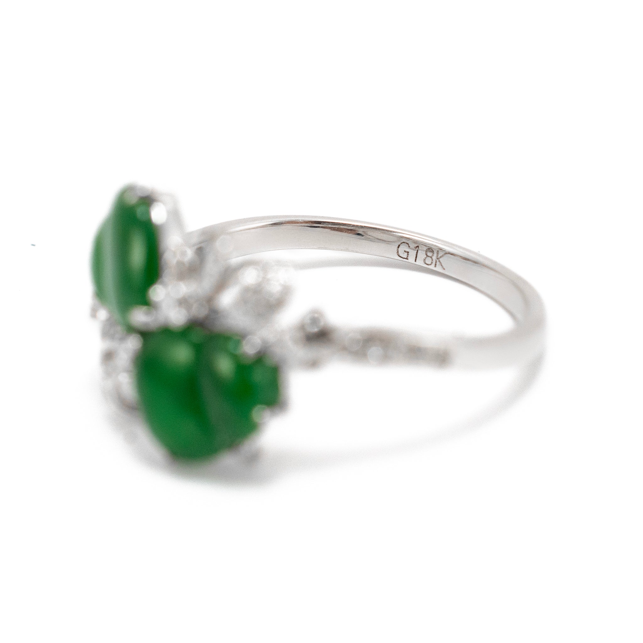 18K White Gold 1.30ct Delicate Green Icy Jadeite Jade Diamond Cocktail Ring