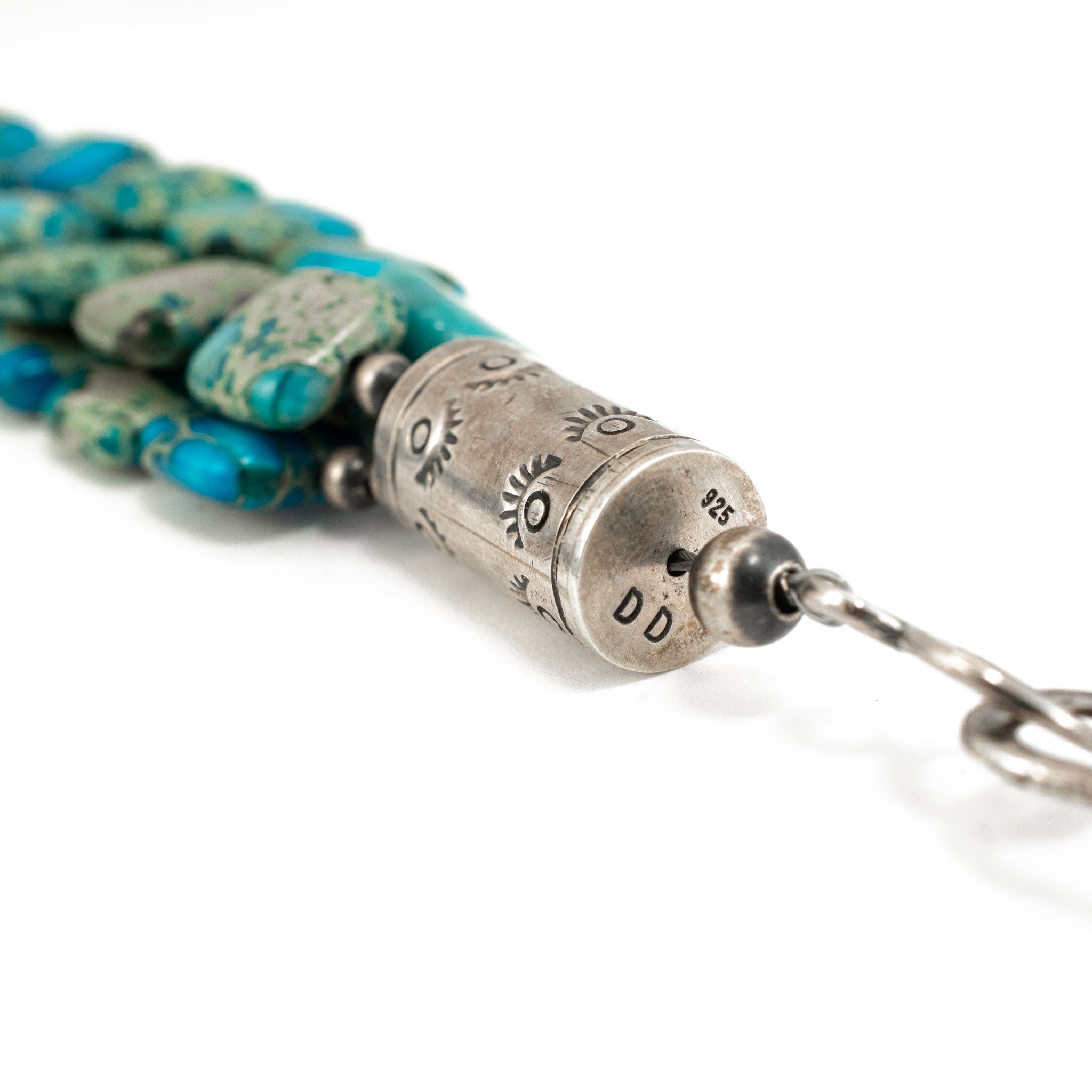 Vintage Native American Sterling Silver Turquoise Multi-Strand Bead Necklace