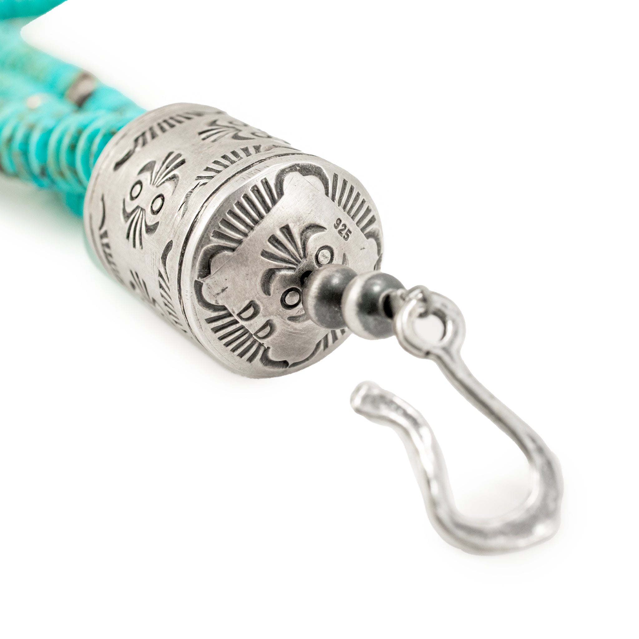 Vintage Native American Sterling Silver Turquoise Multi-Strand Bead Necklace