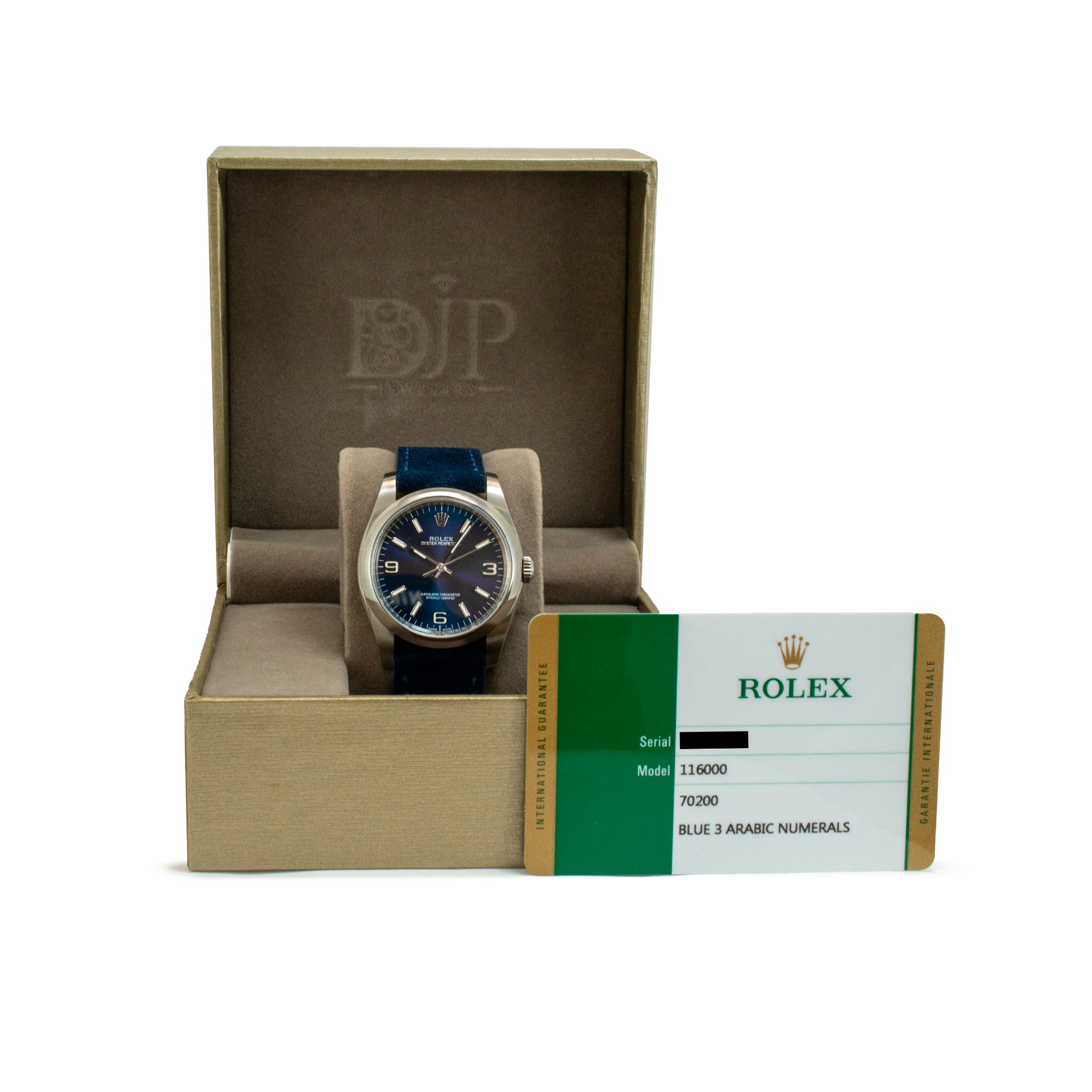 2018 Rolex Oyster Perpetual 36MM 116000 Blue 3 Arabic Dial Stainless Steel Watch