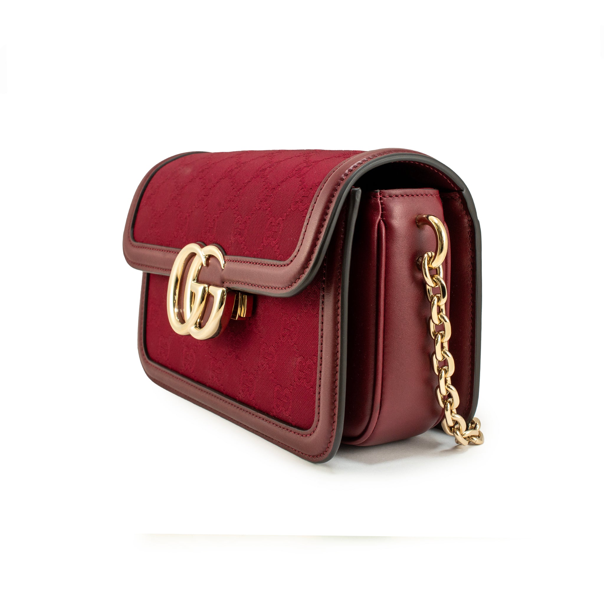 Gucci GG GO Small Bordeaux Gold Hardware Shoulder Bag