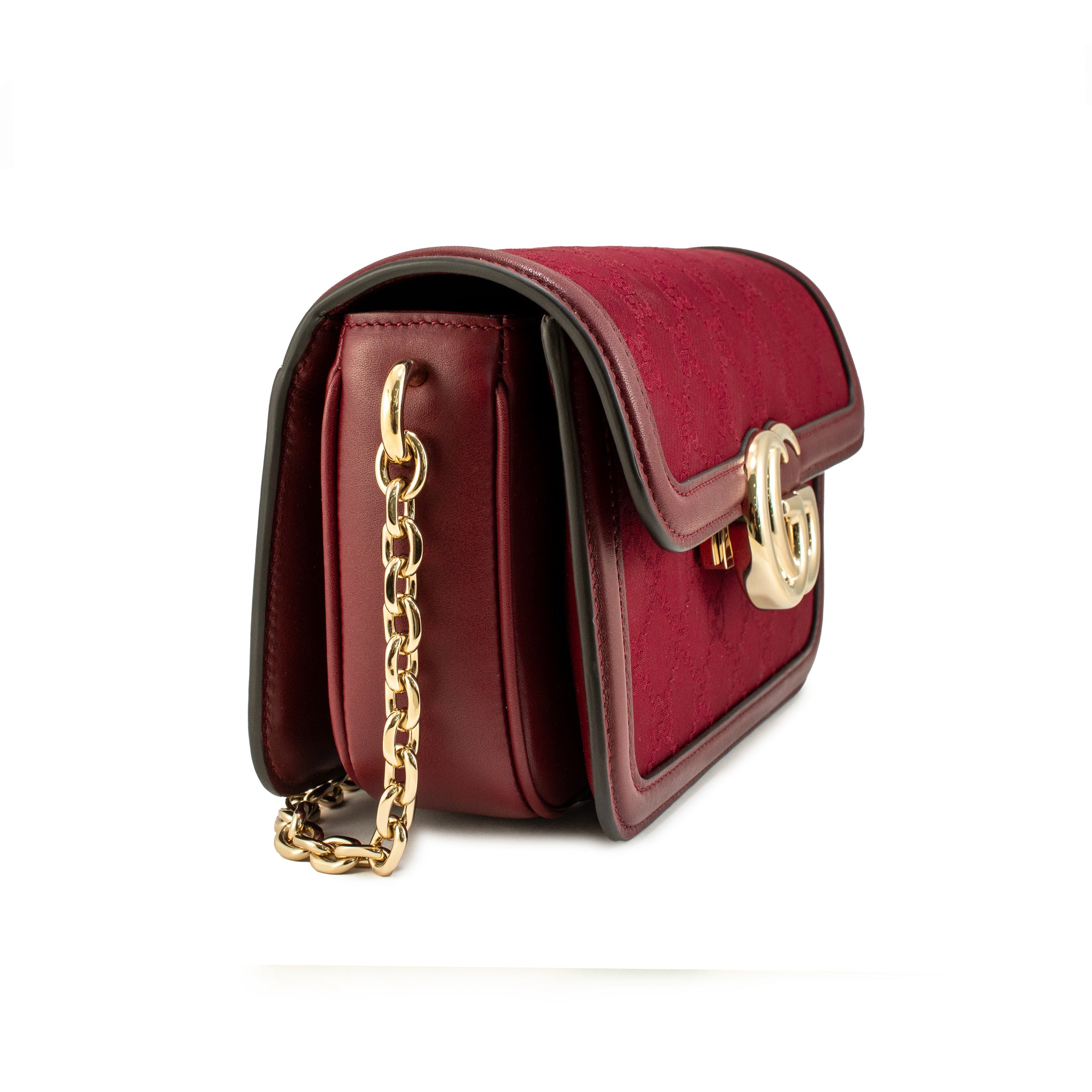 Gucci GG GO Small Bordeaux Gold Hardware Shoulder Bag