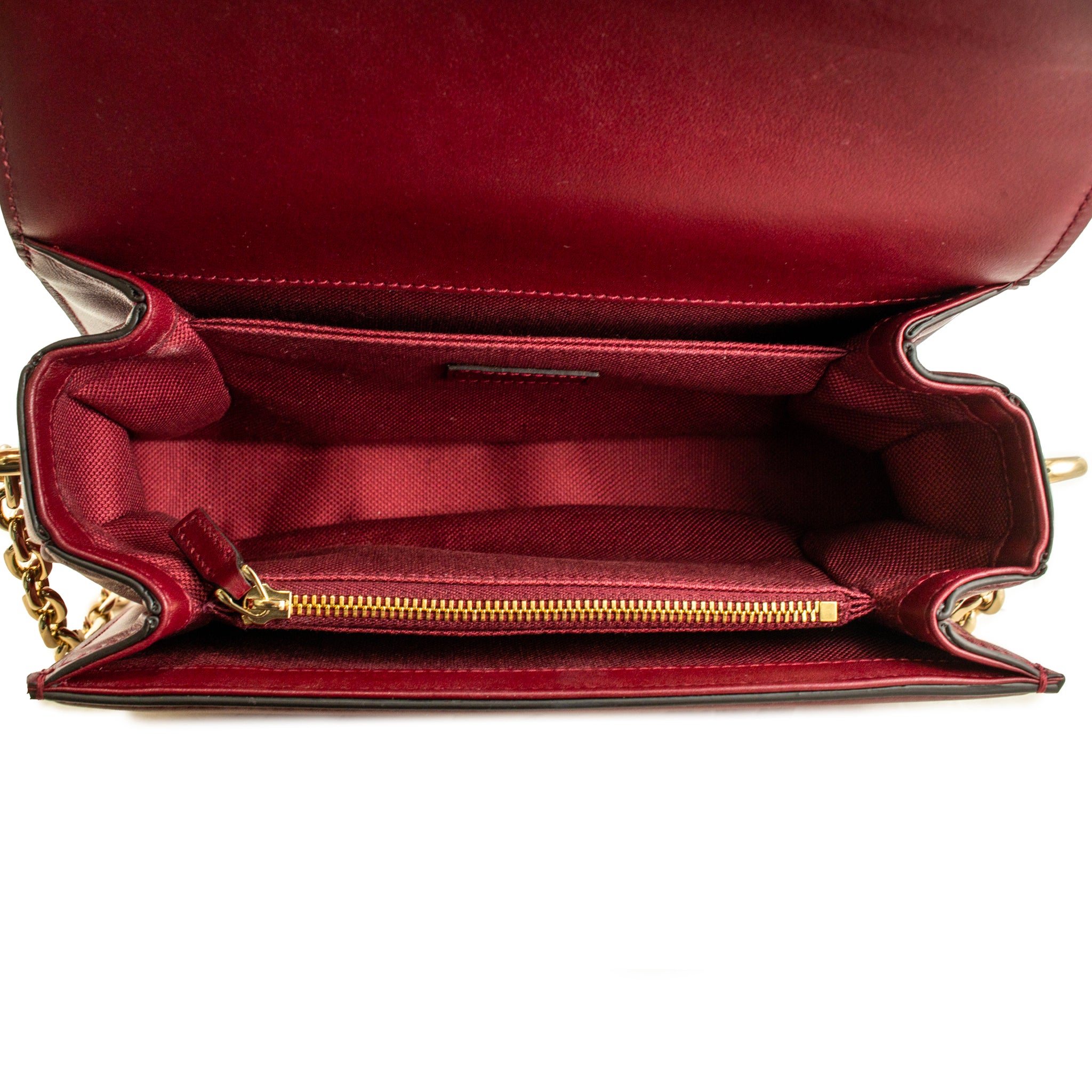 Gucci GG GO Small Bordeaux Gold Hardware Shoulder Bag