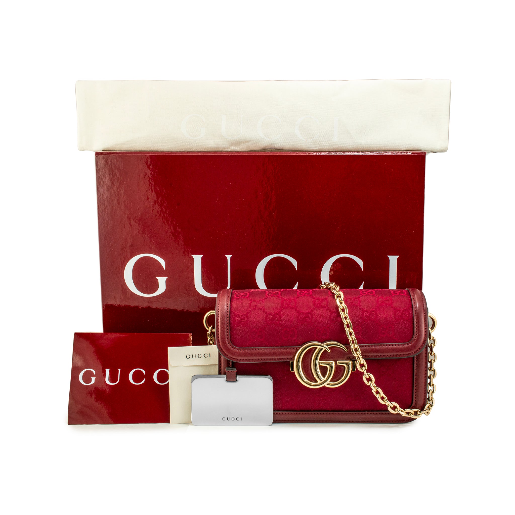Gucci GG GO Small Bordeaux Gold Hardware Shoulder Bag