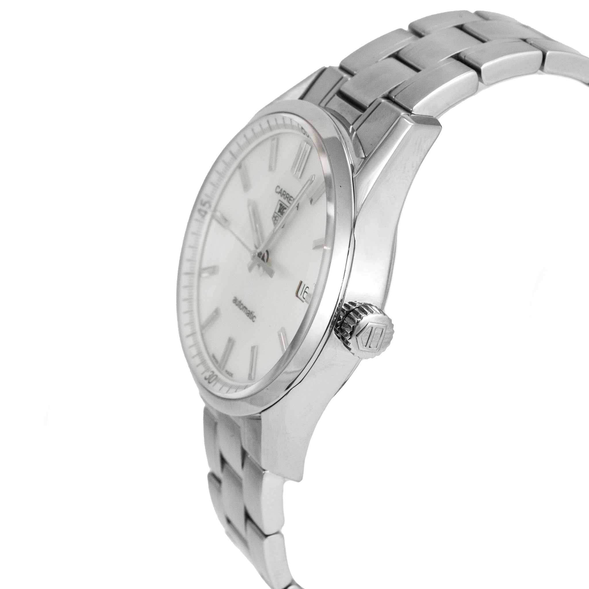 Tag Heuer Carrera Calibre 5 39MM wv211d Mother of Pearl Steel Automatic Watch