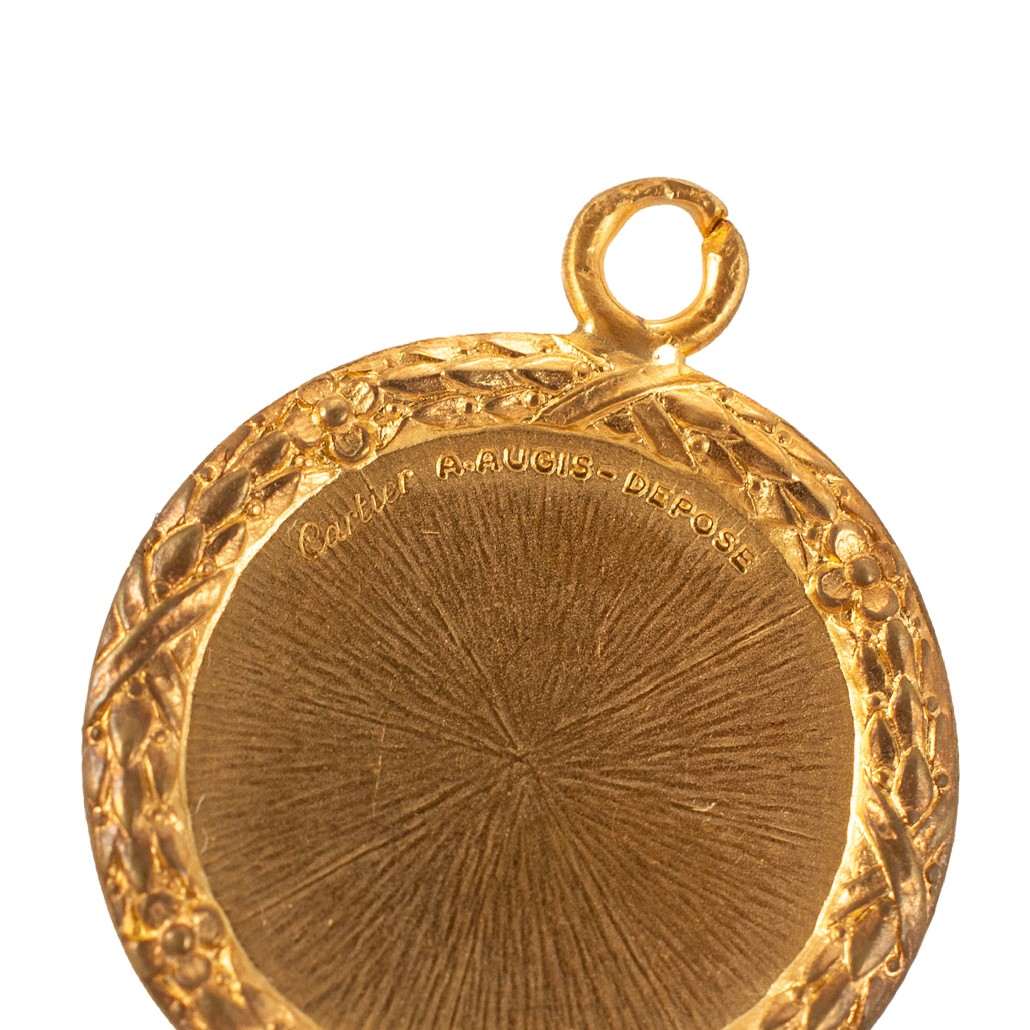 Vintage Cartier French Augis Love Medal 18K Gold Diamond Ruby Charm Pendant