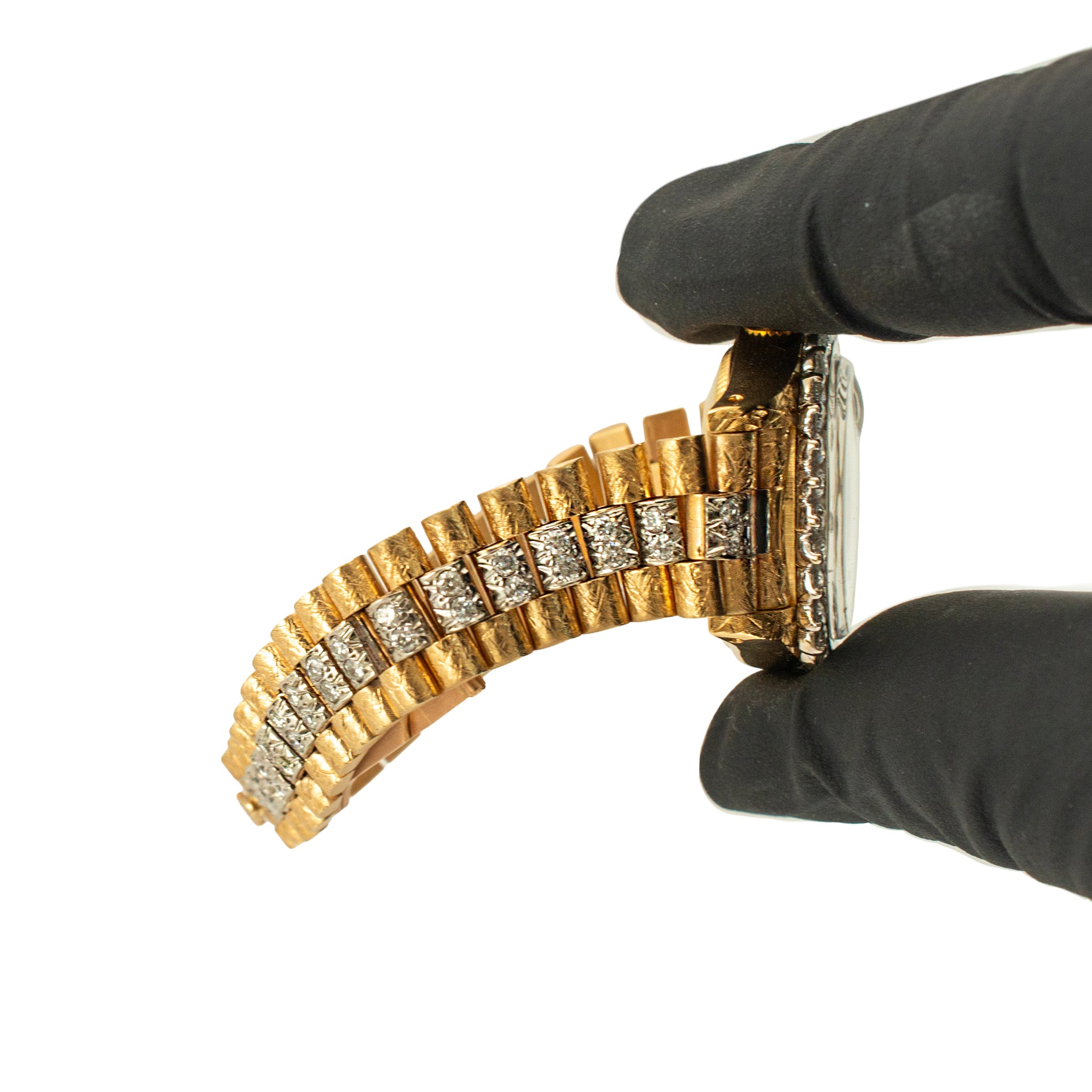 Ladies Rolex Datejust 26MM 6917 Diamond Bezel Dial Bracelet Bark 18K Gold Watch