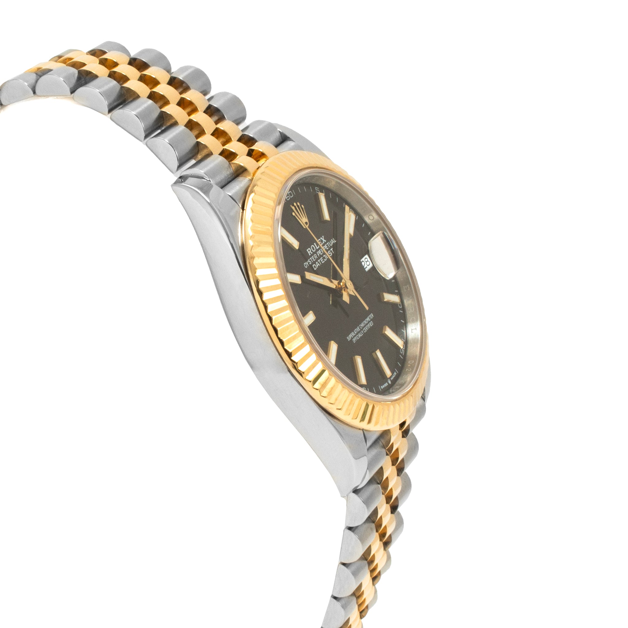 2024 Rolex Datejust 41MM 126333 Black Stick Dial Fluted Jubilee Gold Steel Watch