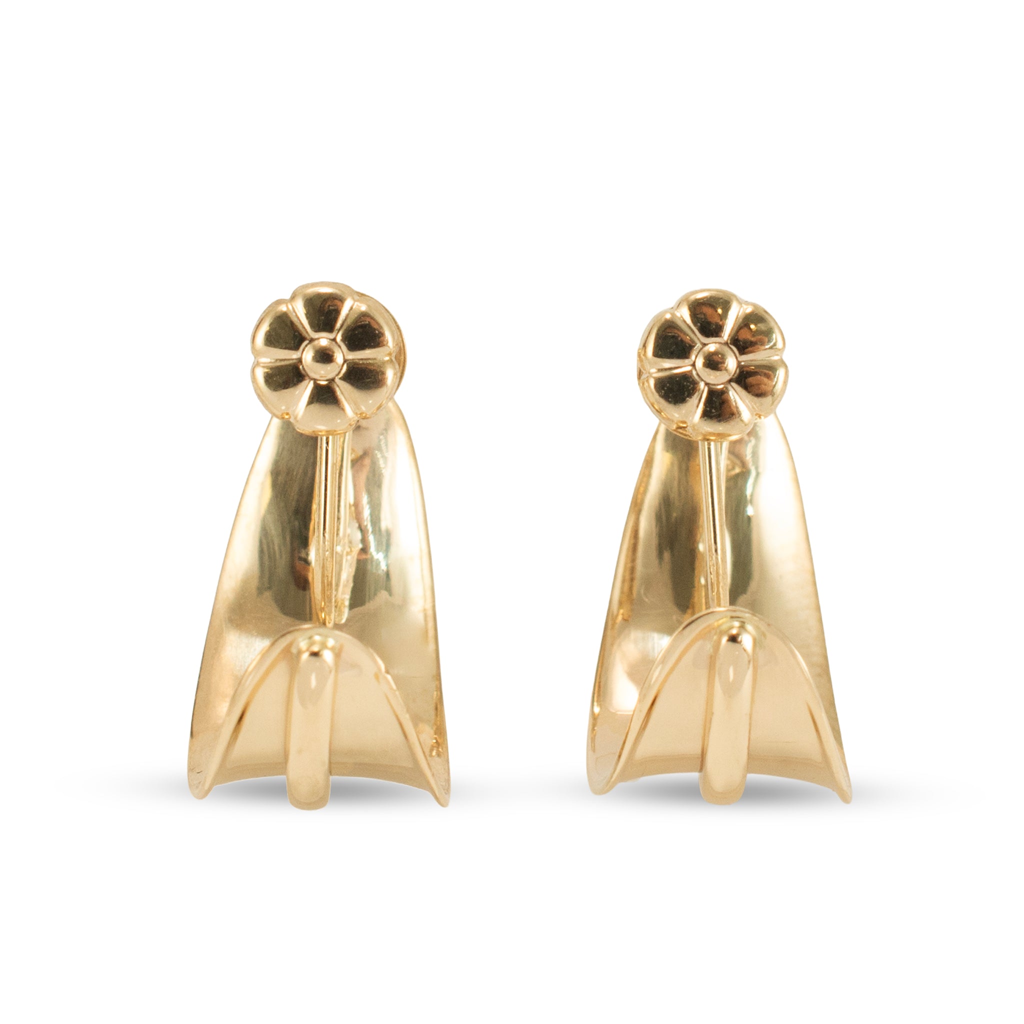 Vintage 14K Yellow Gold 1.43ct Diamond Stud Heggie Clip Dangle J Hoops Earrings