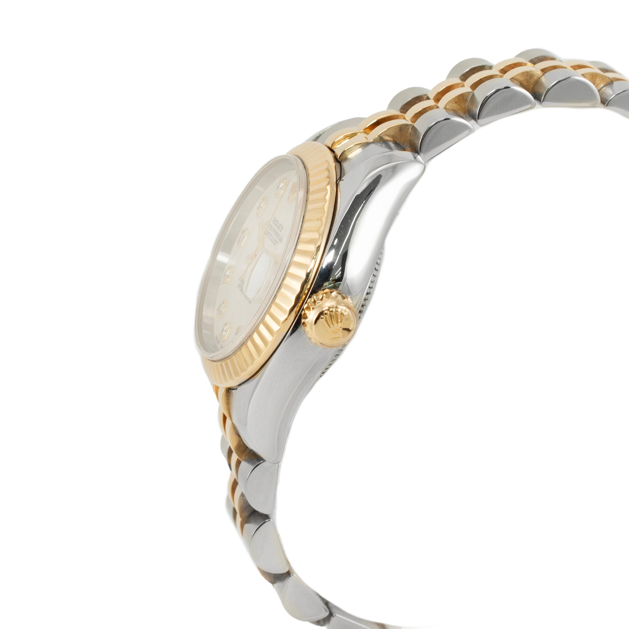 Rolex Ladies Datejust 26MM 179173 Mop Diamond Bezel Jubilee Gold Steel Watch