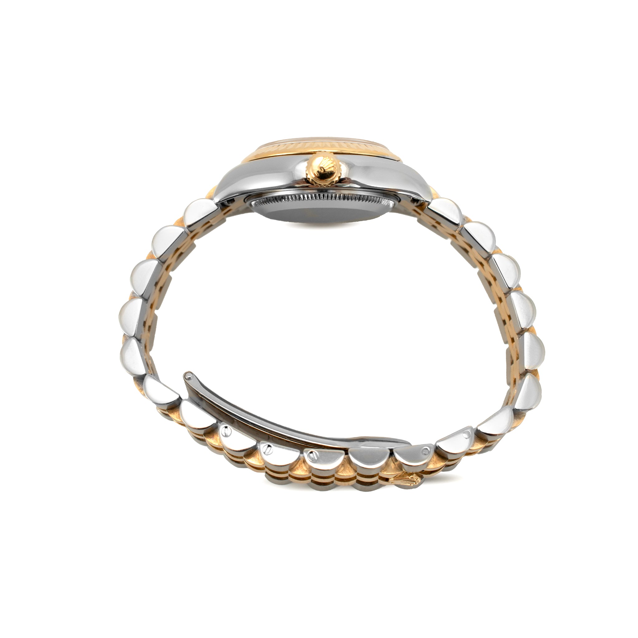 Rolex Ladies Datejust 26MM 179173 Mop Diamond Bezel Jubilee Gold Steel Watch