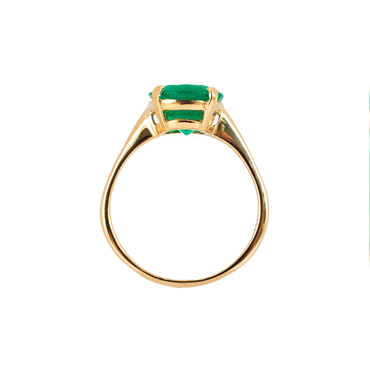 Ladies 14K Yellow Gold 4.36ctw Gia Colombian Green Emerald Cocktail Ring