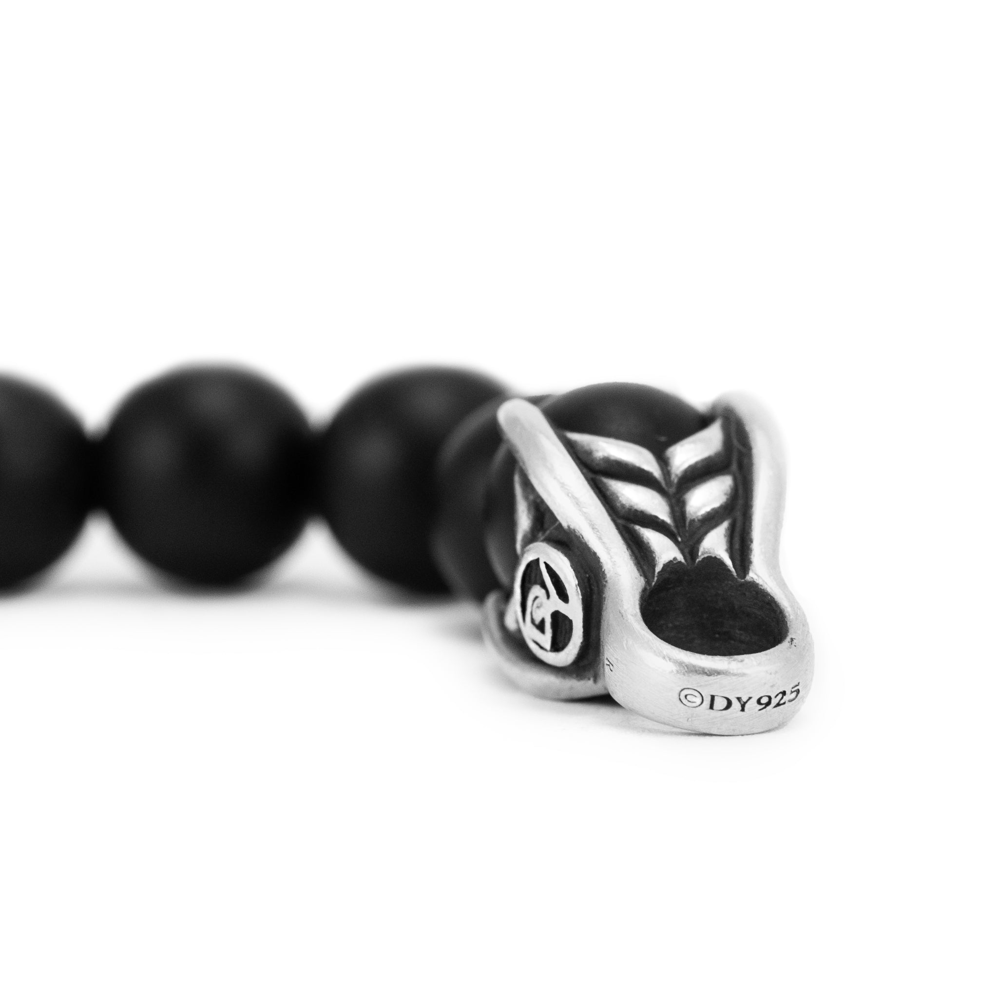 Men’s David Yurman Sterling Silver 8MM Black Onyx Spiritual Beads Link Bracelet