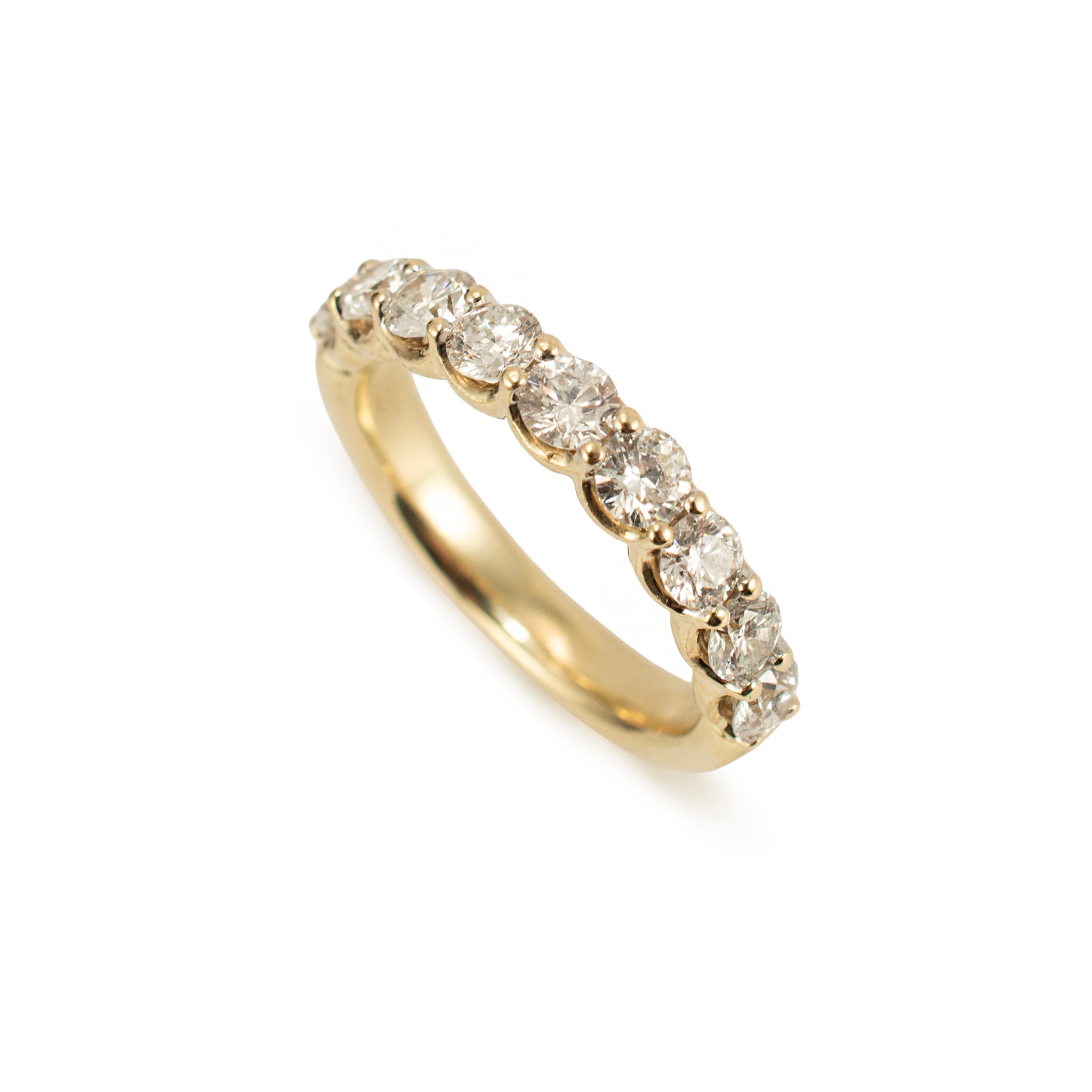 10K Rose Gold 1.31ct Lab Grown Diamond 9 Across Half Eternity Wedding Band Ring