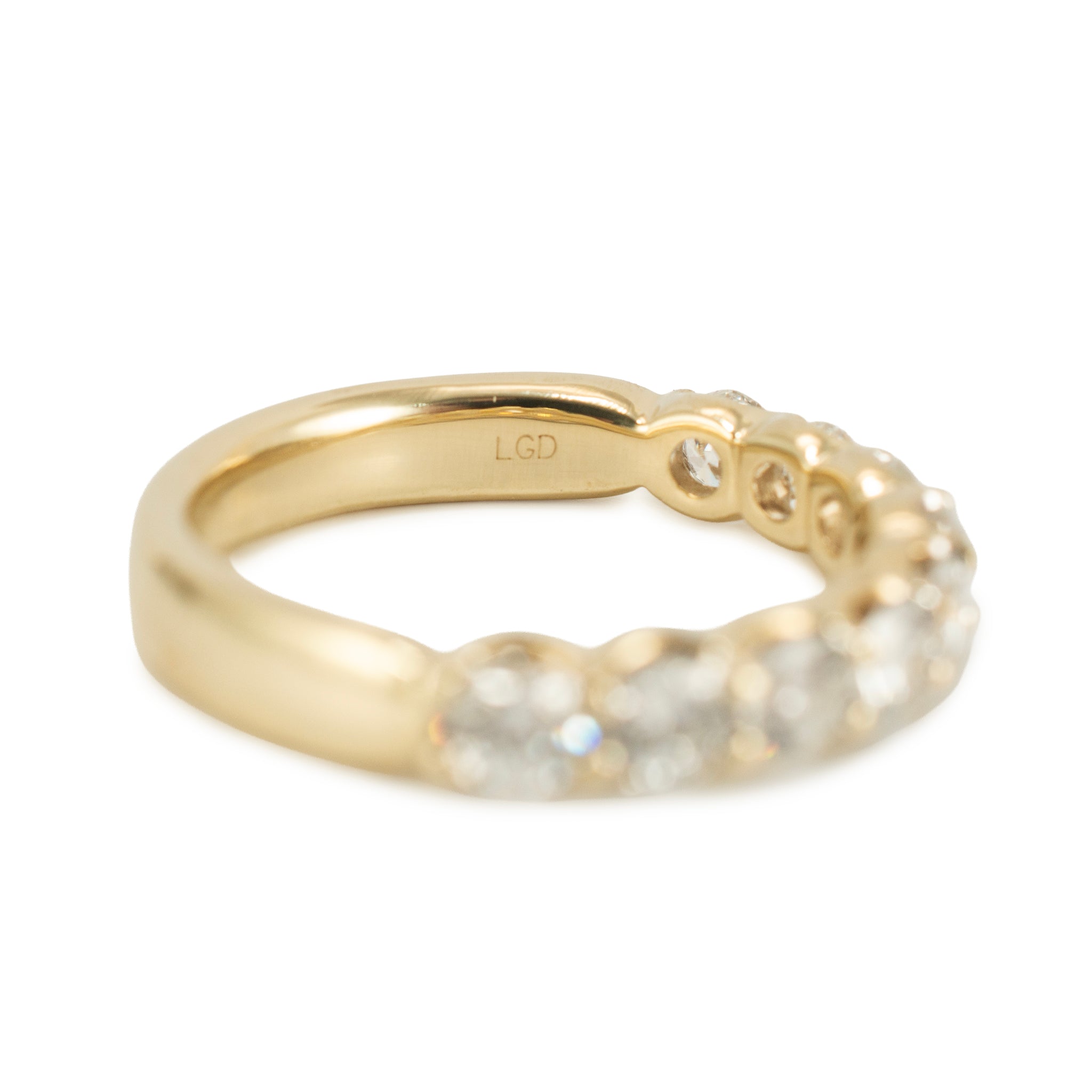 10K Rose Gold 1.31ct Lab Grown Diamond 9 Across Half Eternity Wedding Band Ring