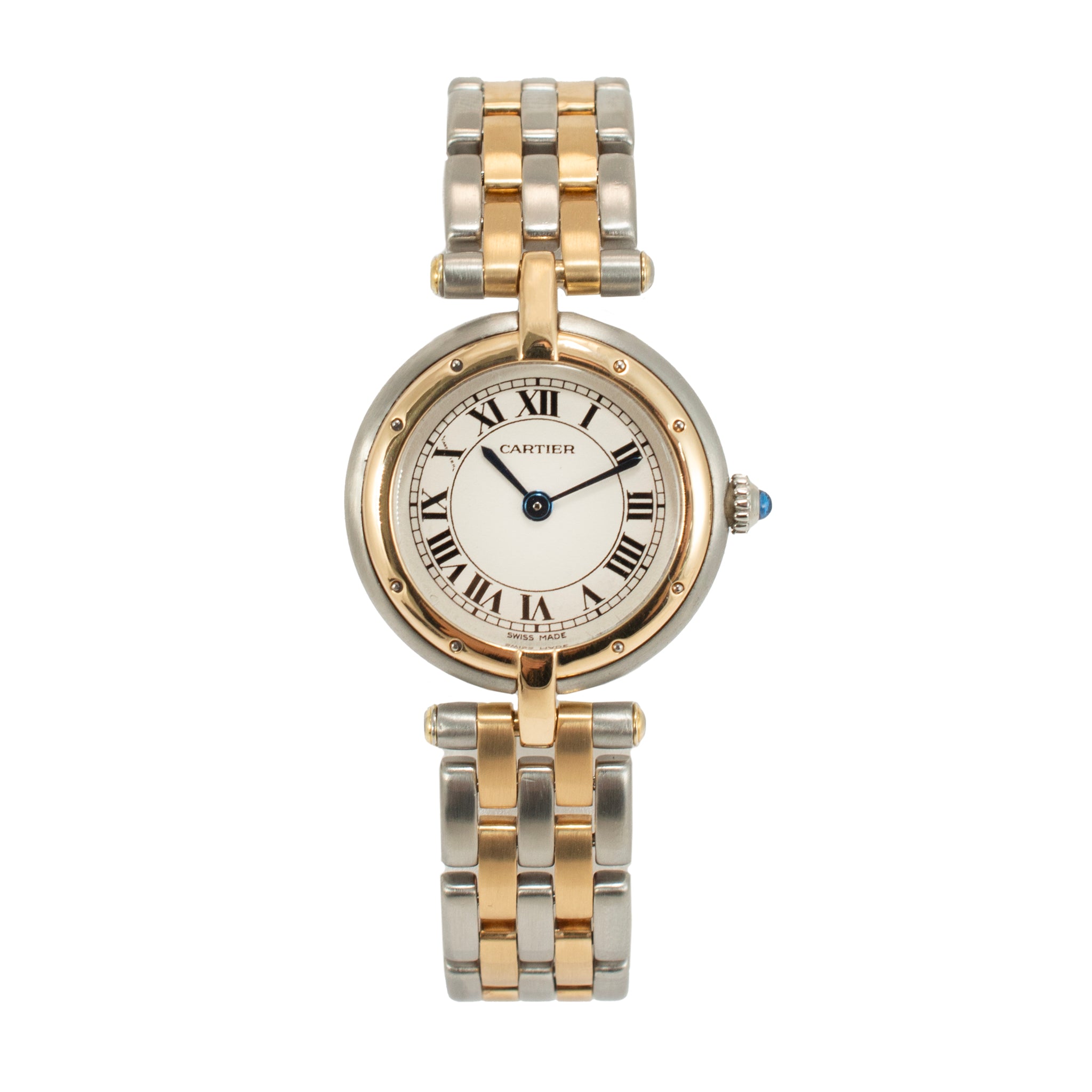 Vintage Ladies Cartier Panthere Vendome 24MM 166920 Two Row Gold & Steel Watch