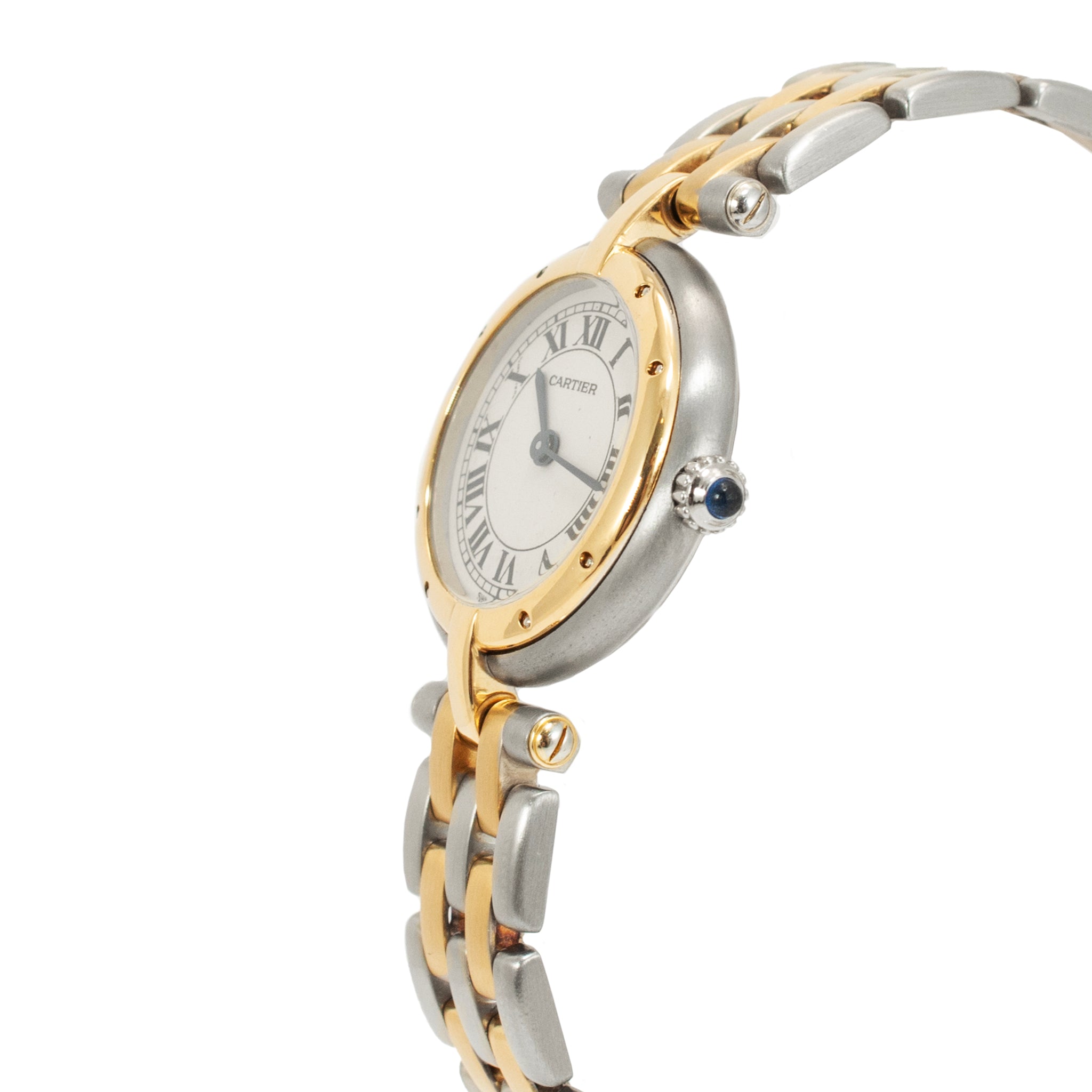 Vintage Ladies Cartier Panthere Vendome 24MM 166920 Two Row Gold & Steel Watch