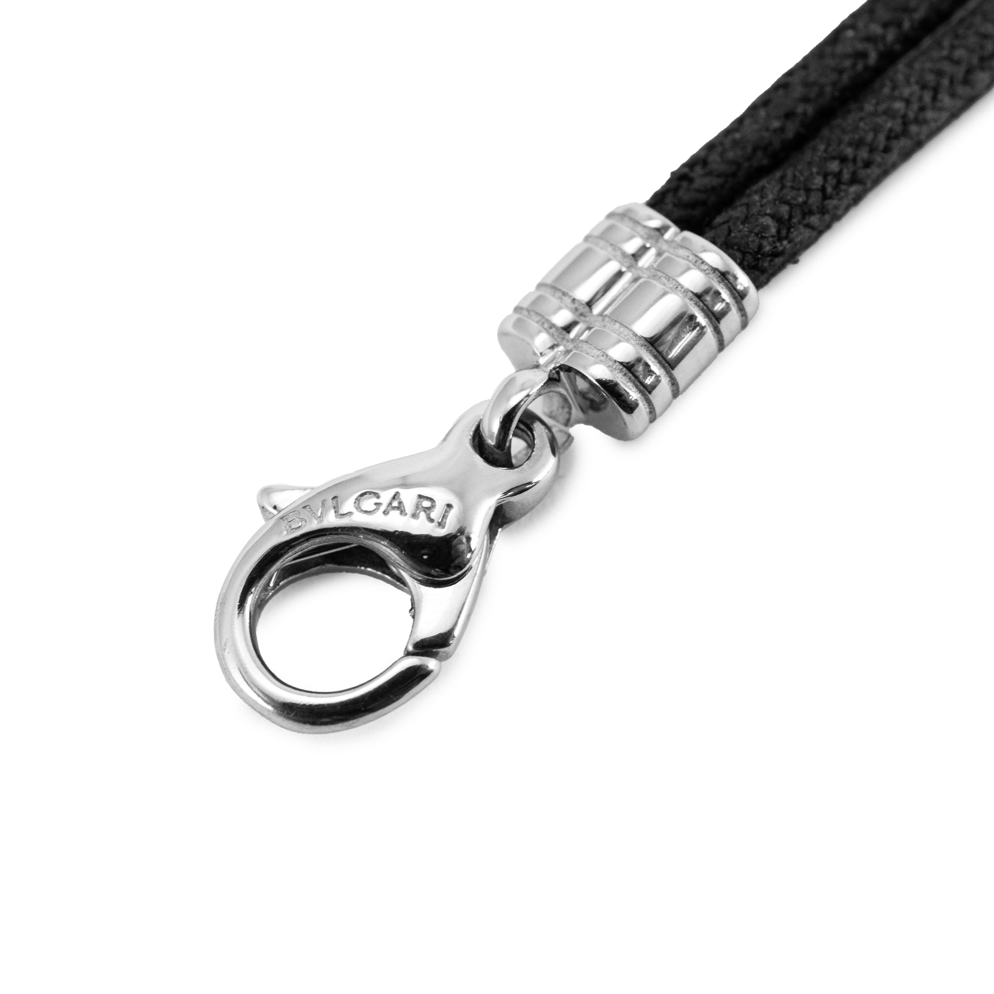 Bvlgari Tondo 18K Yellow Gold Steel Black Leather Two Tone Heart Bracelet