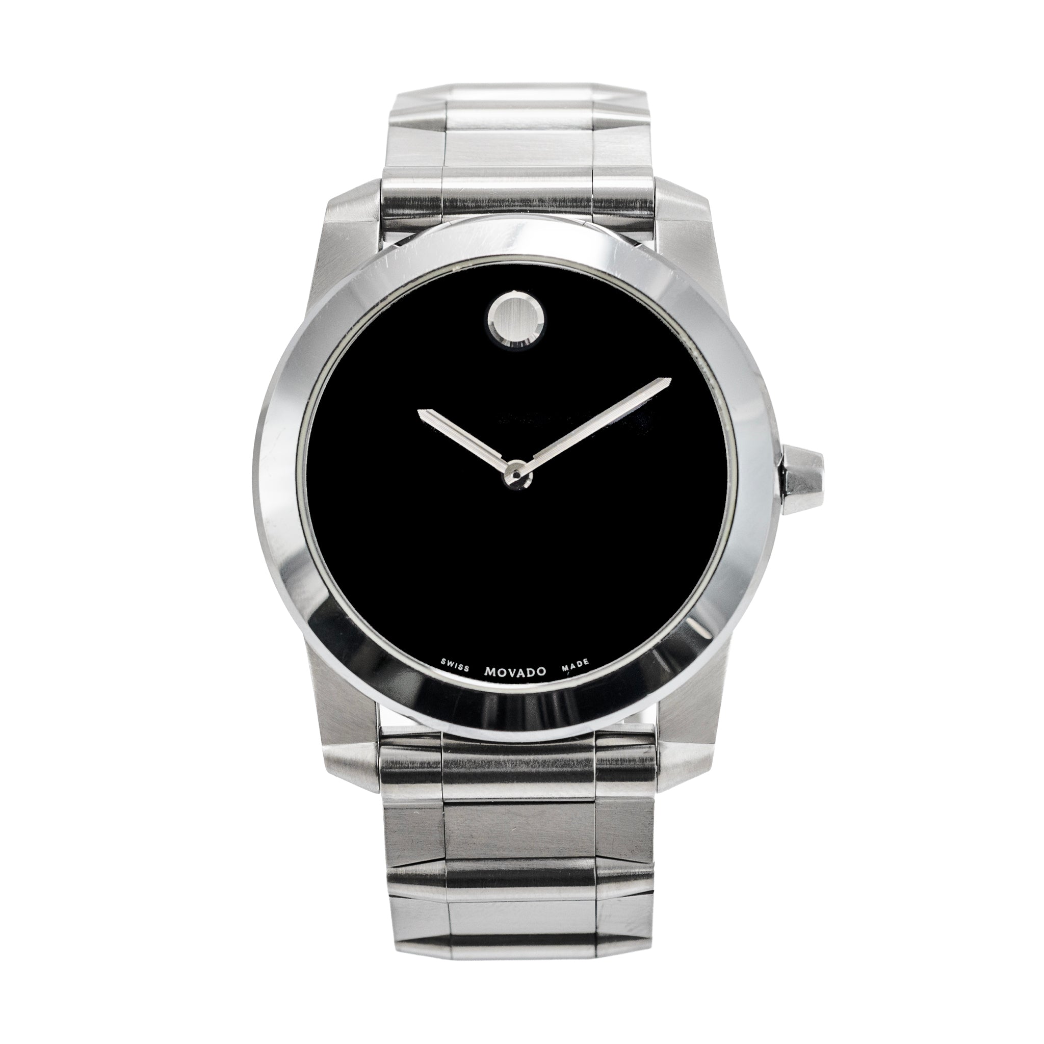 Movado Vizio 34MM 0605808 Black Onyx Stainless Steel Quartz Watch