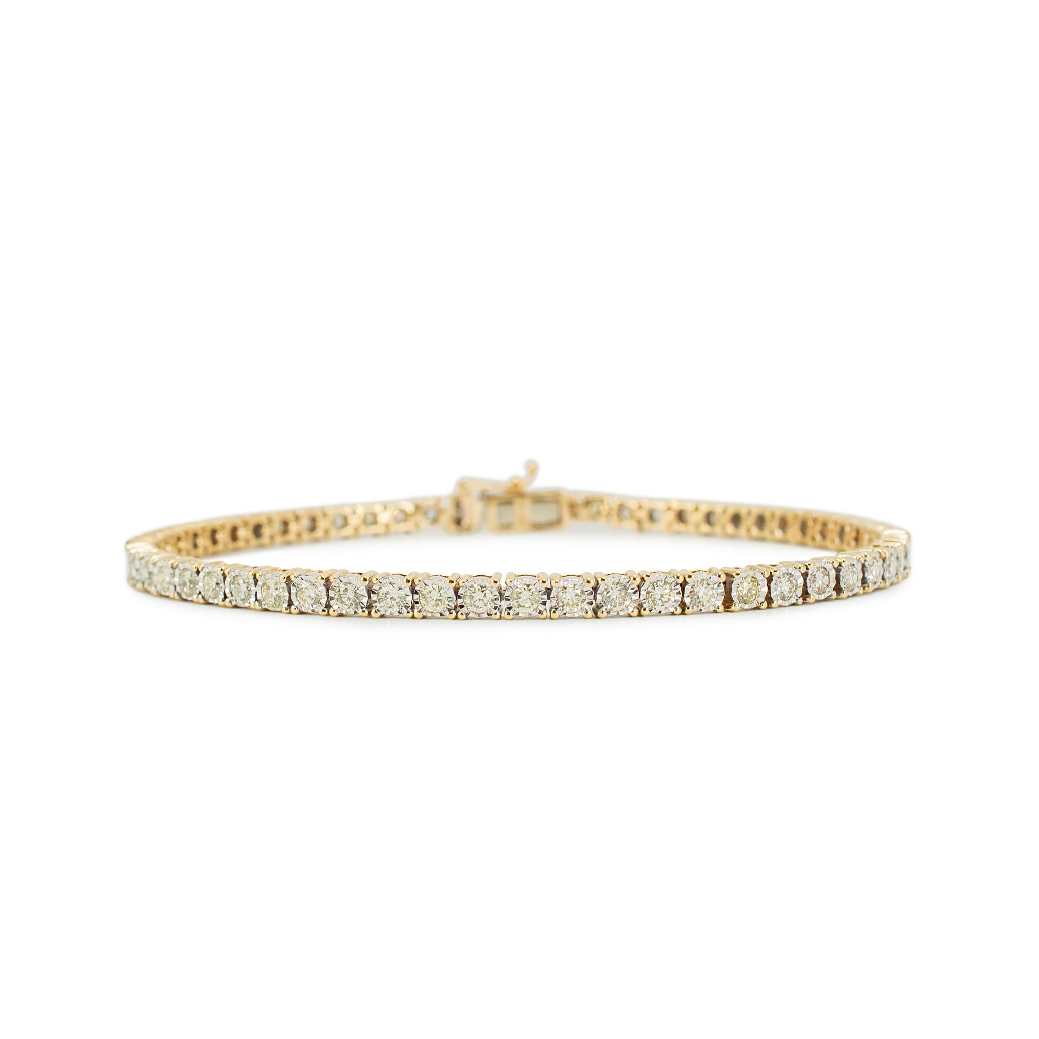 Men's 10K Yellow Gold 3.54ct Illusion Setting Diamond Tennis Bracelet