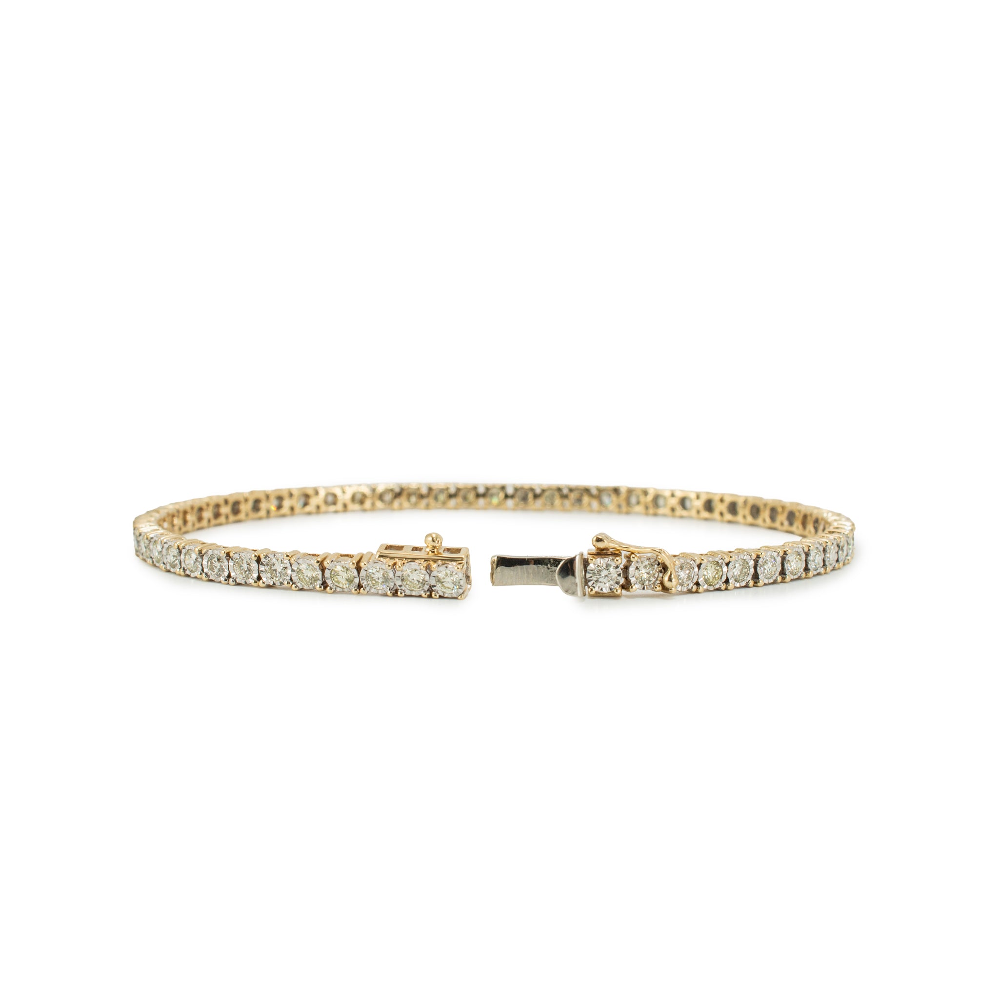 Men’s 10K Yellow Gold 3.54ct Illusion Setting Diamond Tennis Bracelet