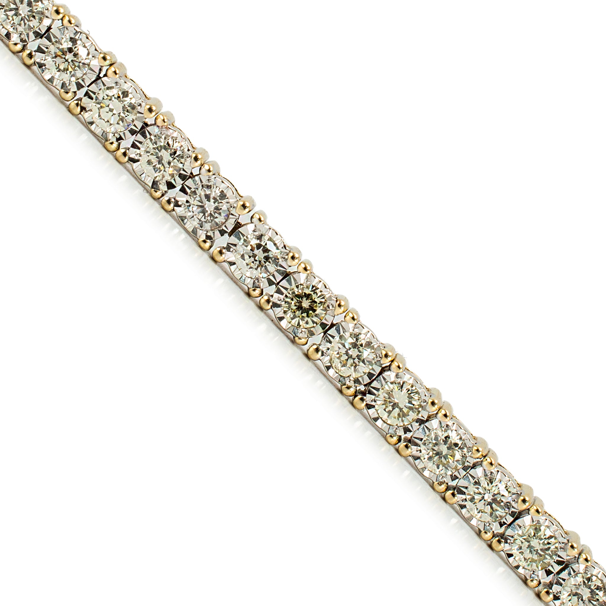 Men’s 10K Yellow Gold 3.54ct Illusion Setting Diamond Tennis Bracelet