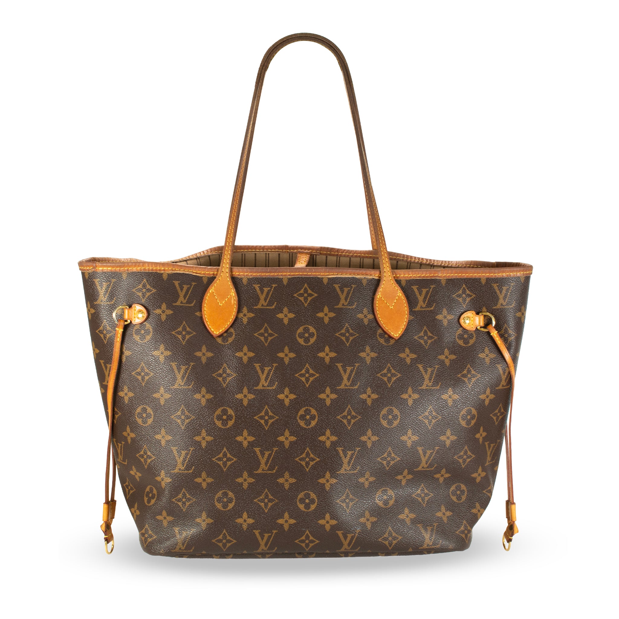 Louis Vuitton Monogram Neverfull MM Leather Brown Tote Bag