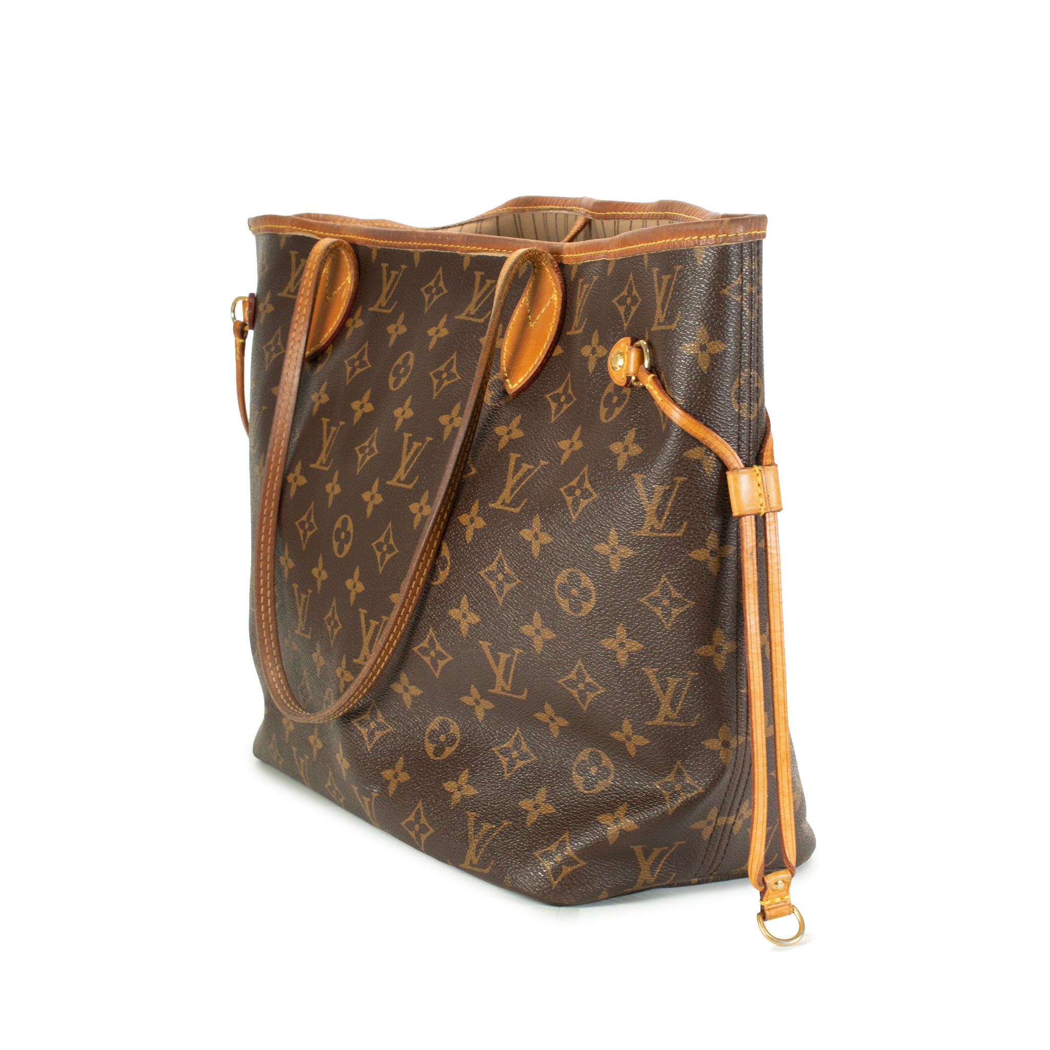Louis Vuitton Monogram Neverfull MM Leather Brown Tote Bag