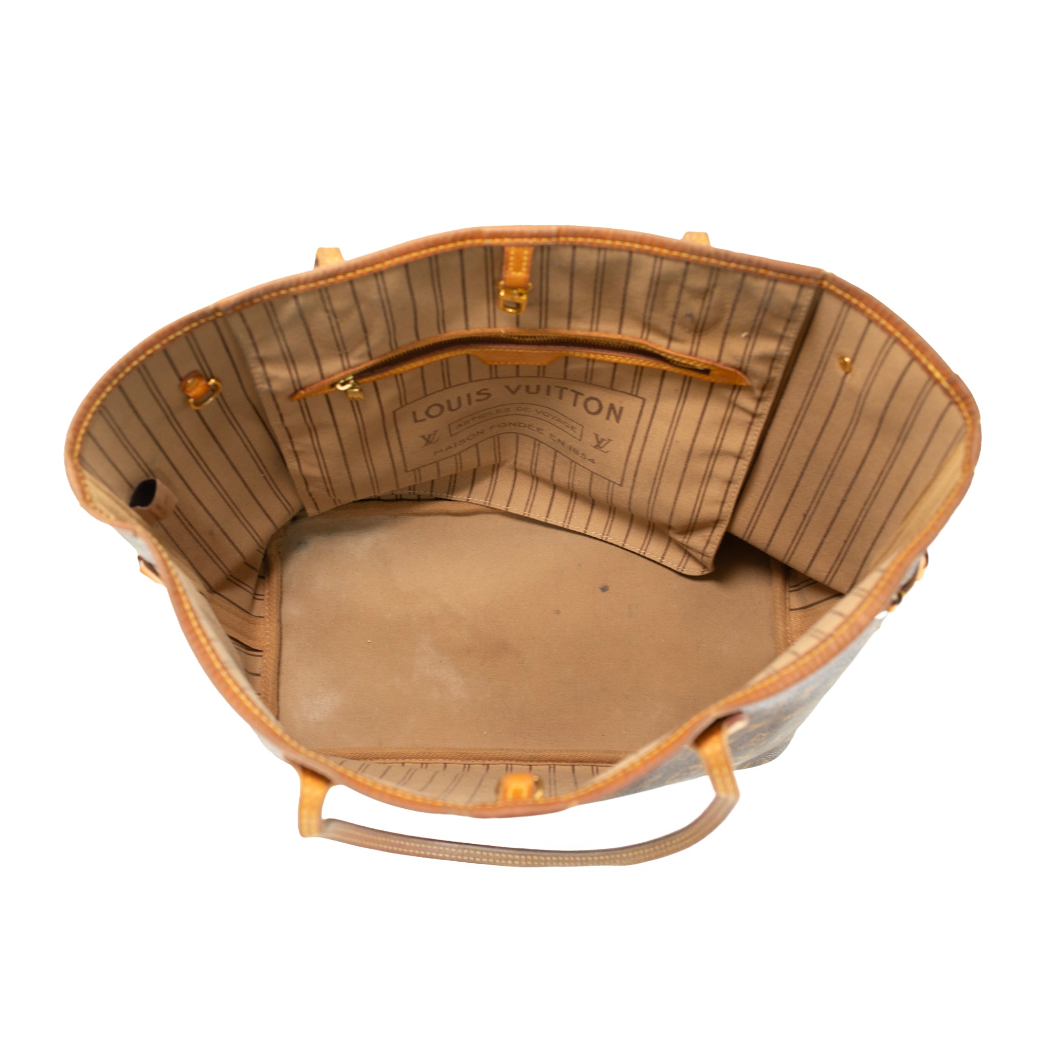 Louis Vuitton Monogram Neverfull MM Leather Brown Tote Bag