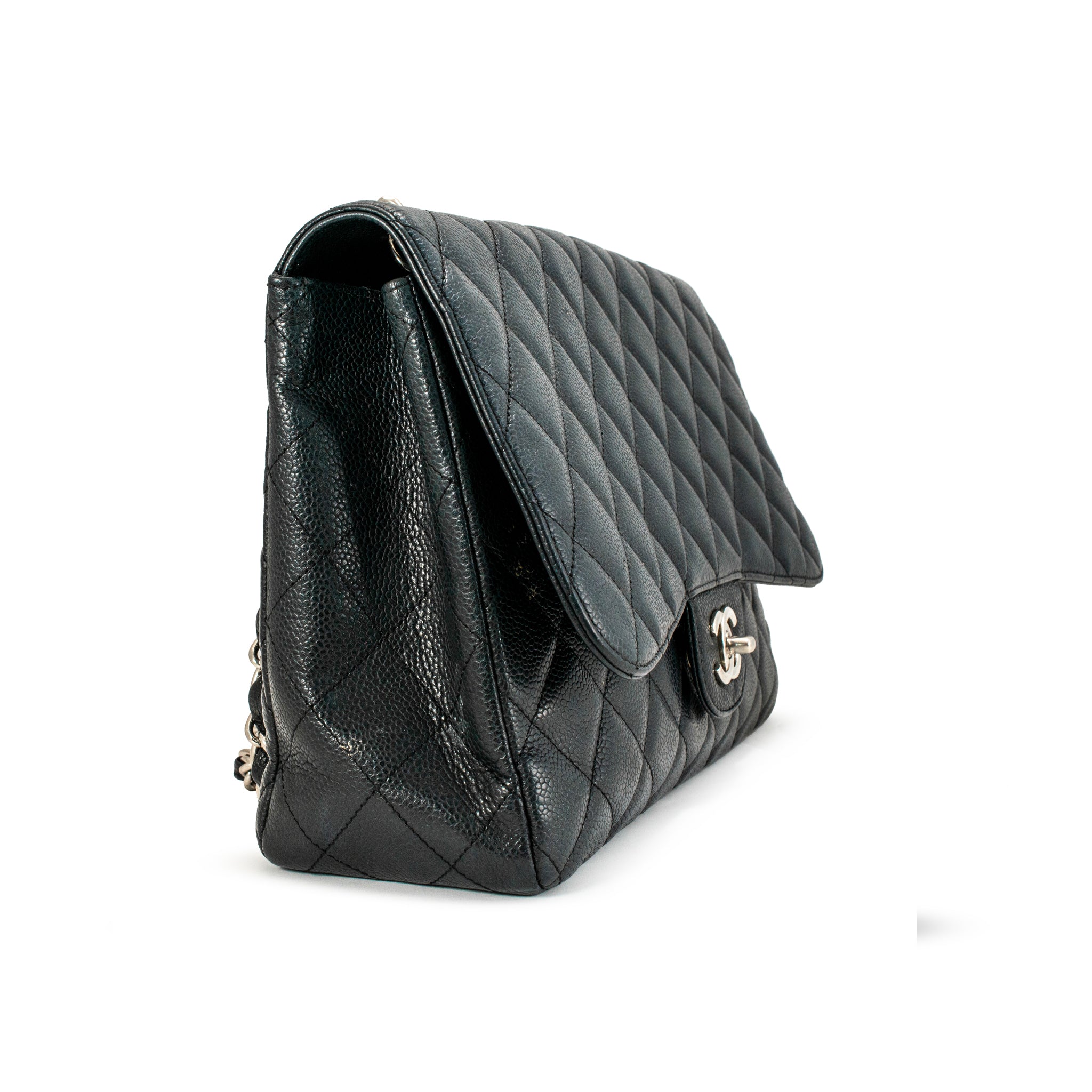 Chanel Jumbo Classic Single Flap 30CM Black Caviar Silver HW