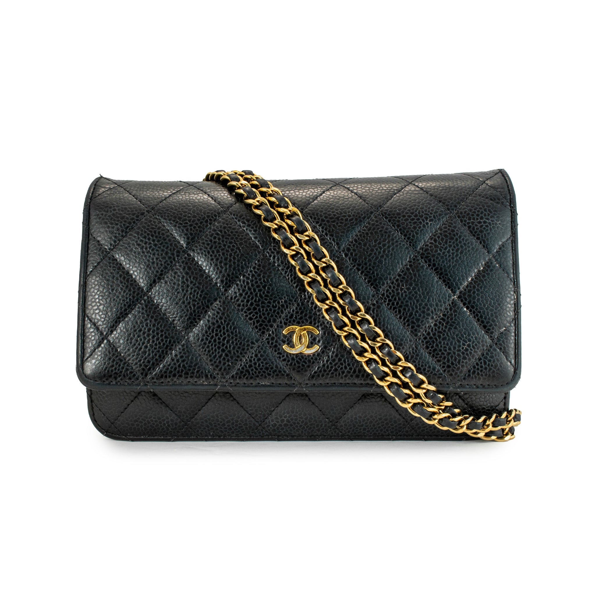Chanel Classic Quilted Black Lambskin Wallet on Chain With Gold Hardware Bag