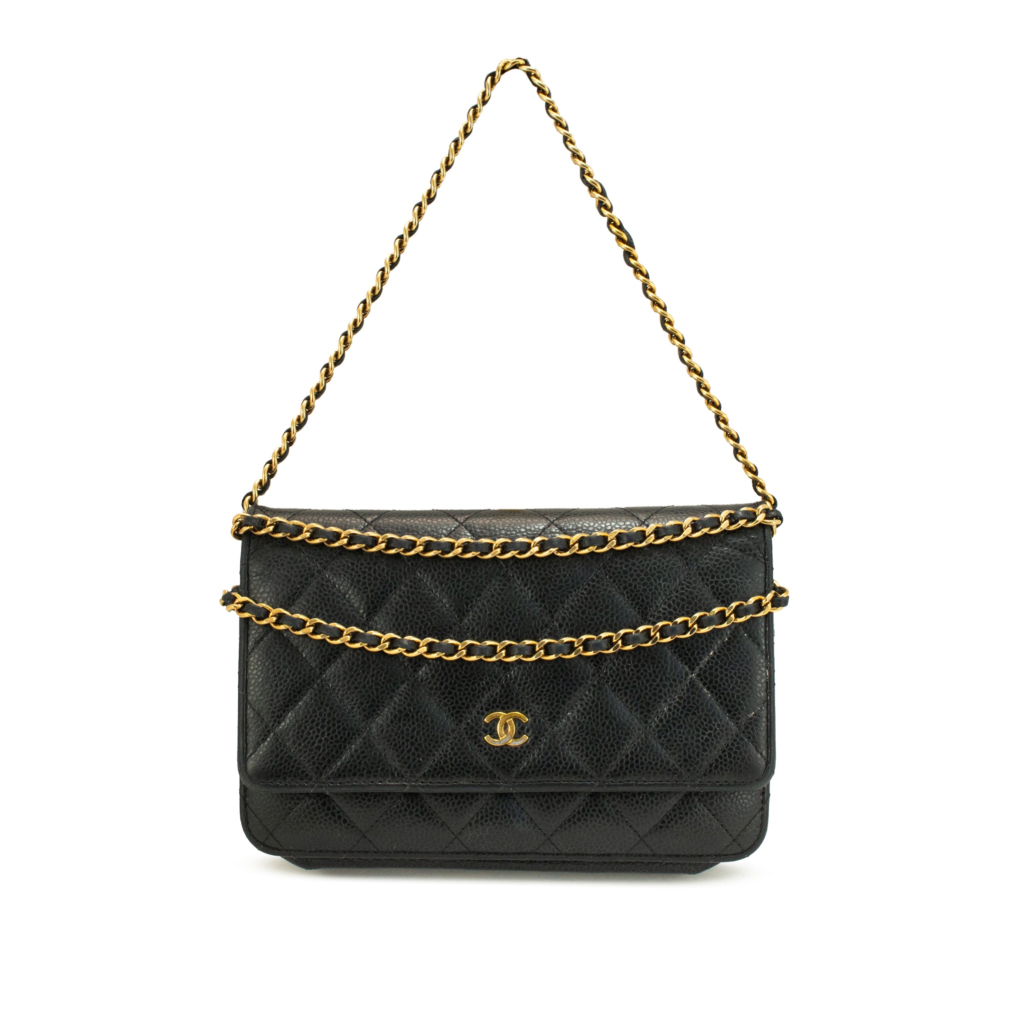 Chanel Classic Quilted Black Lambskin Wallet on Chain With Gold Hardware Bag