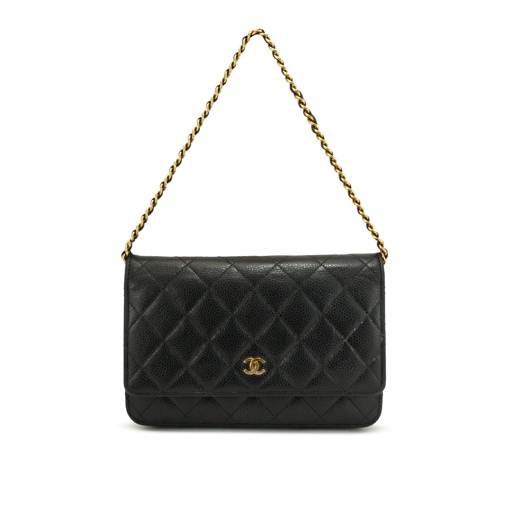 Chanel Classic Quilted Black Lambskin Wallet on Chain With Gold Hardware Bag