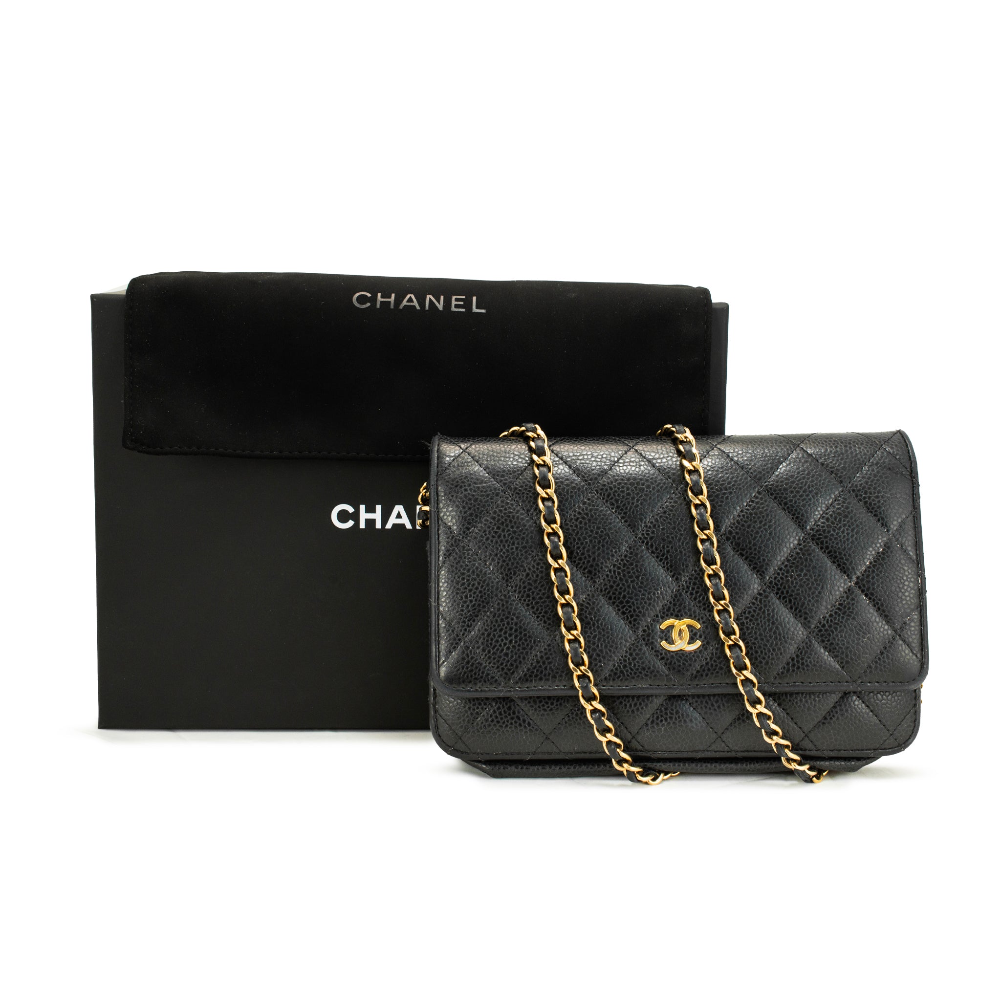 Chanel Classic Quilted Black Lambskin Wallet on Chain With Gold Hardware Bag