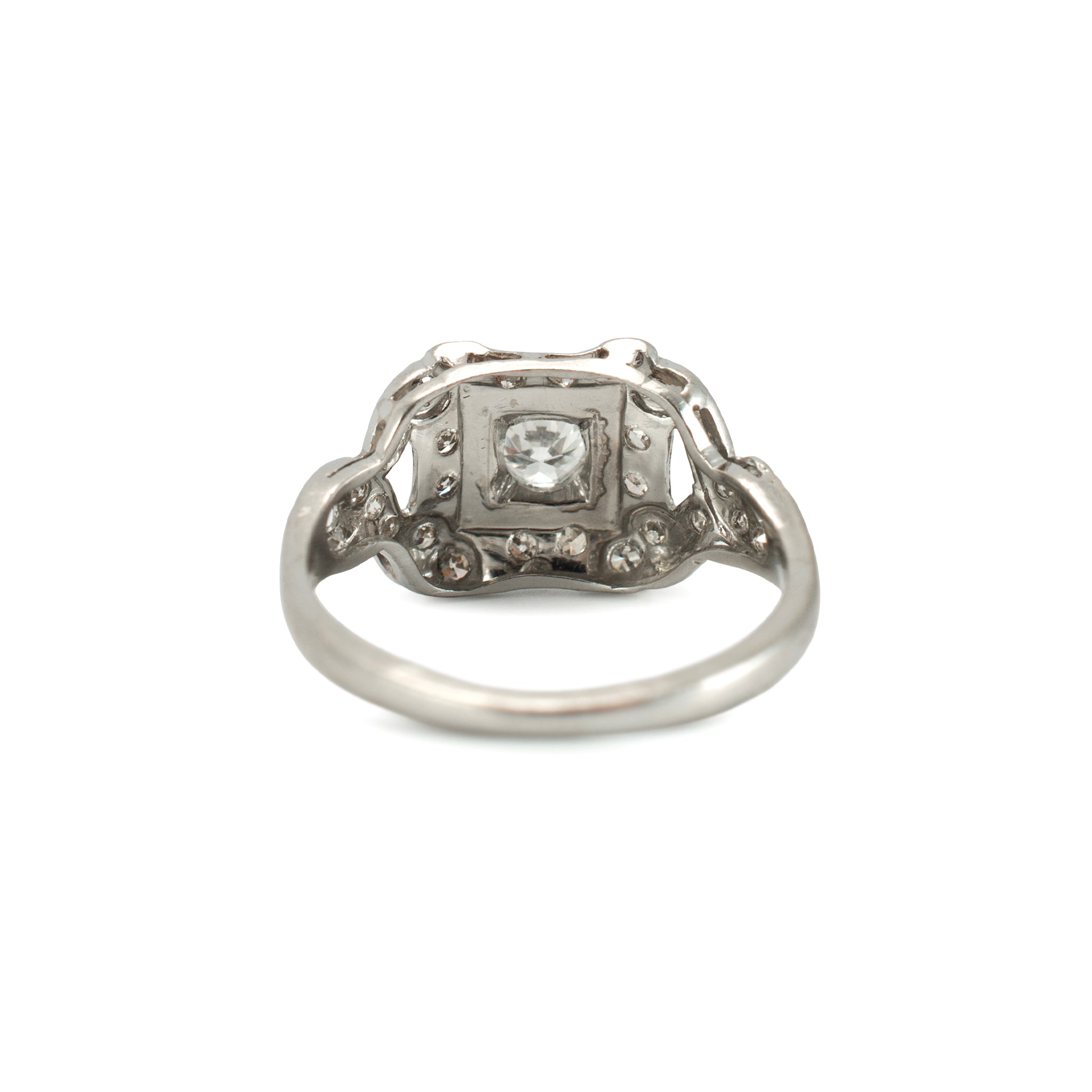 Antique Platinum 0.66ct Old European Cut Diamond Filigreed Engagement Ring