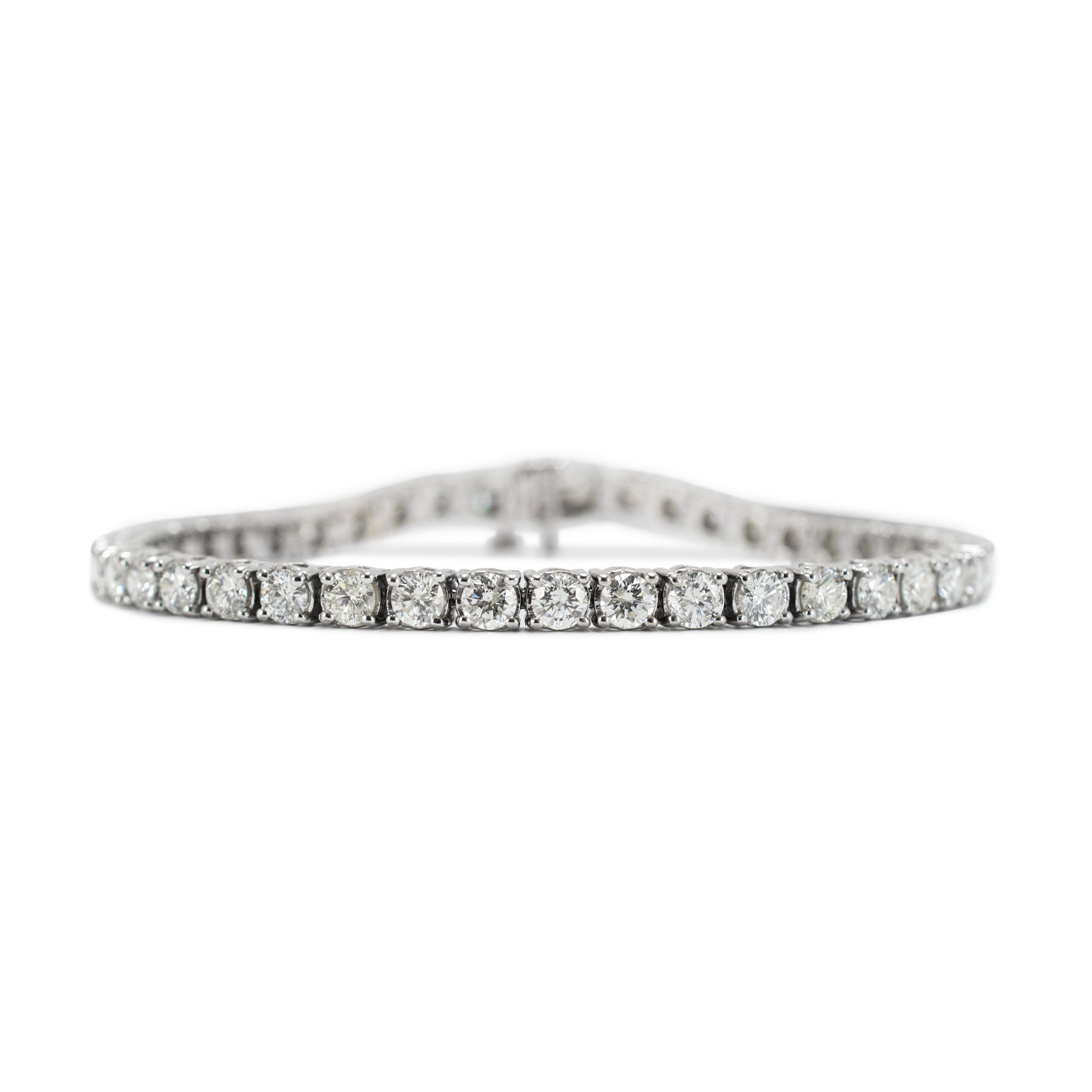 14K White Gold 4-Prong 6.82ct Round Diamond Tennis Bracelet
