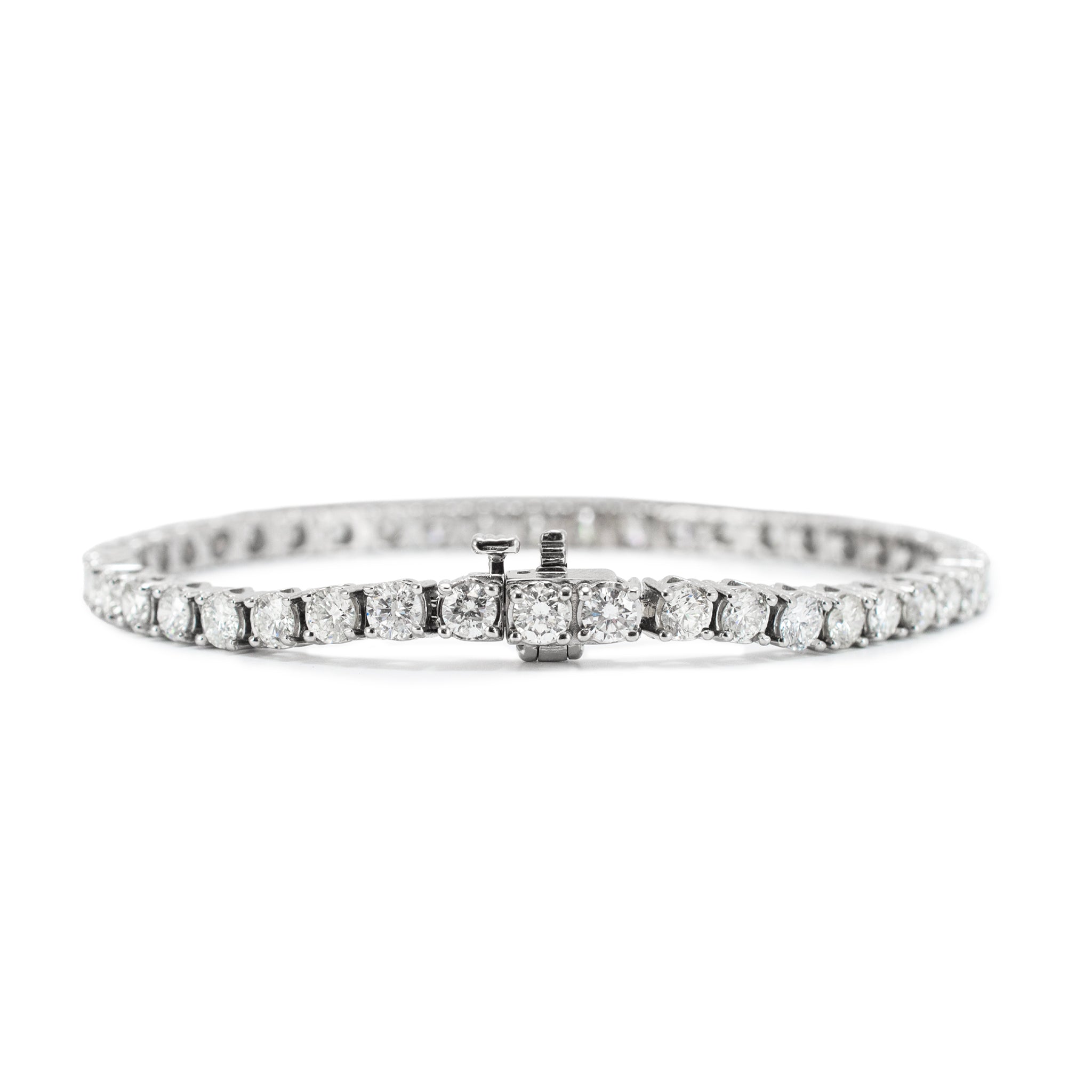 14K White Gold 4-Prong 6.82ct Round Diamond Tennis Bracelet