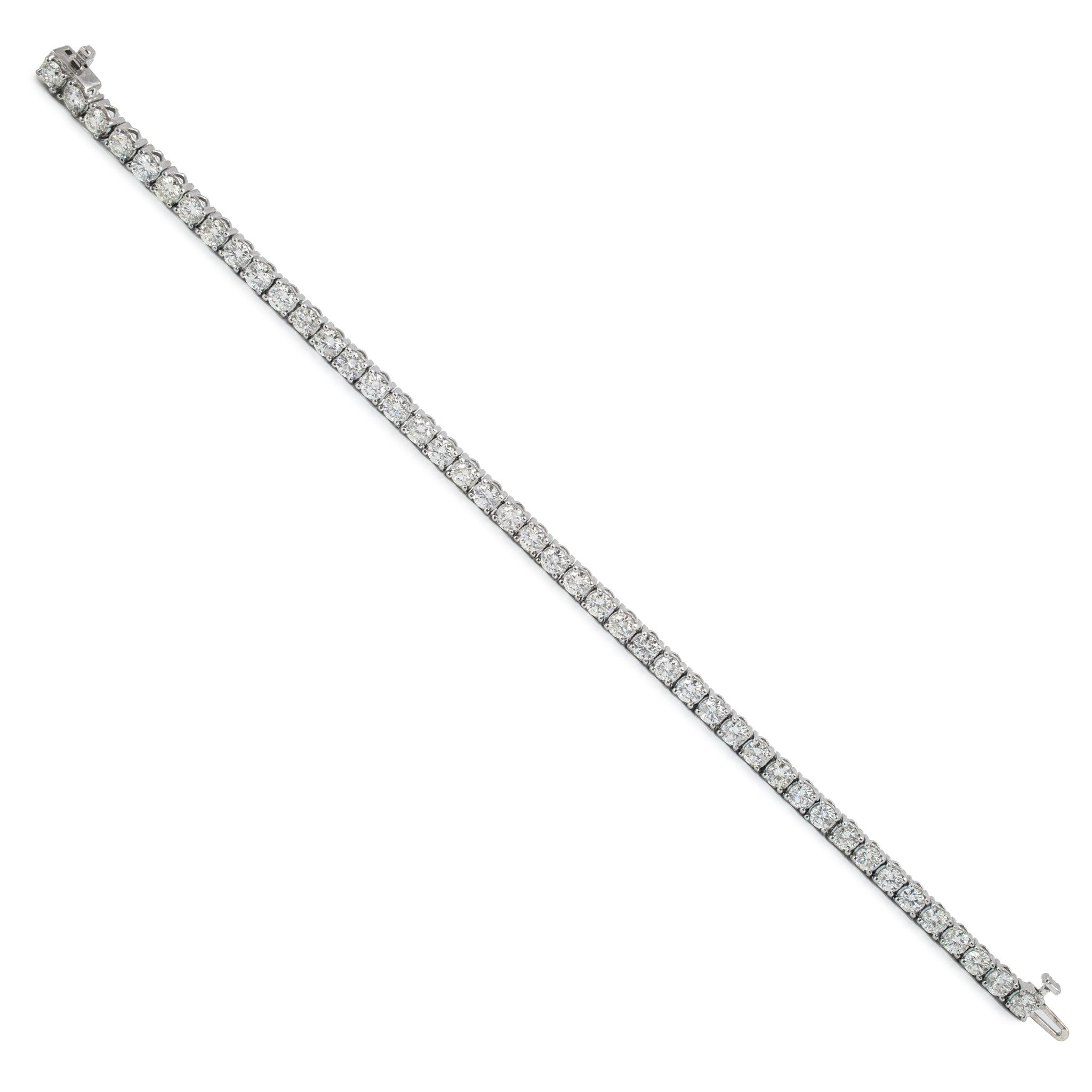 14K White Gold 4-Prong 6.82ct Round Diamond Tennis Bracelet