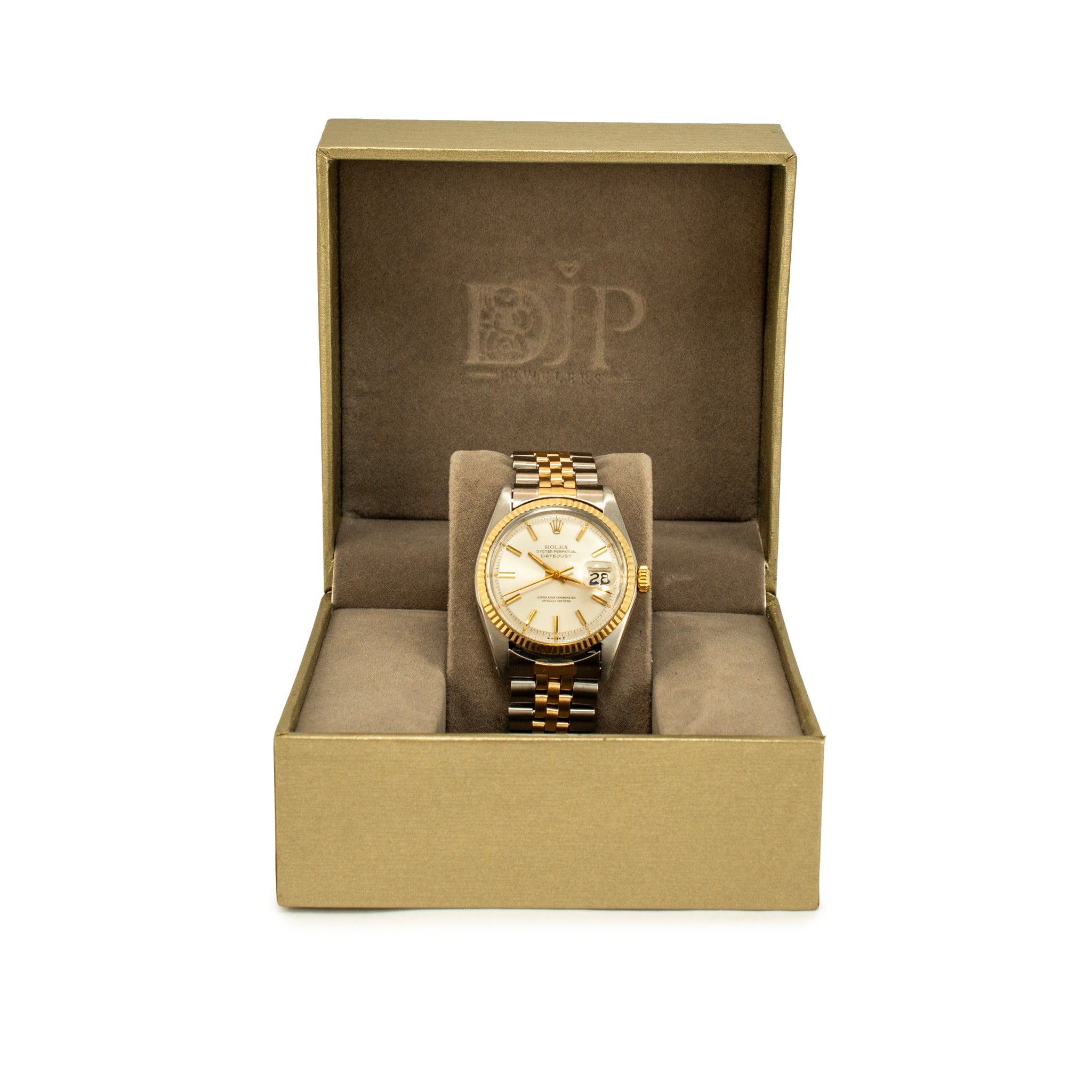 Rolex Datejust 36MM 1601 Silver Dial Fluted Jubilee Yellow Gold Steel Watch